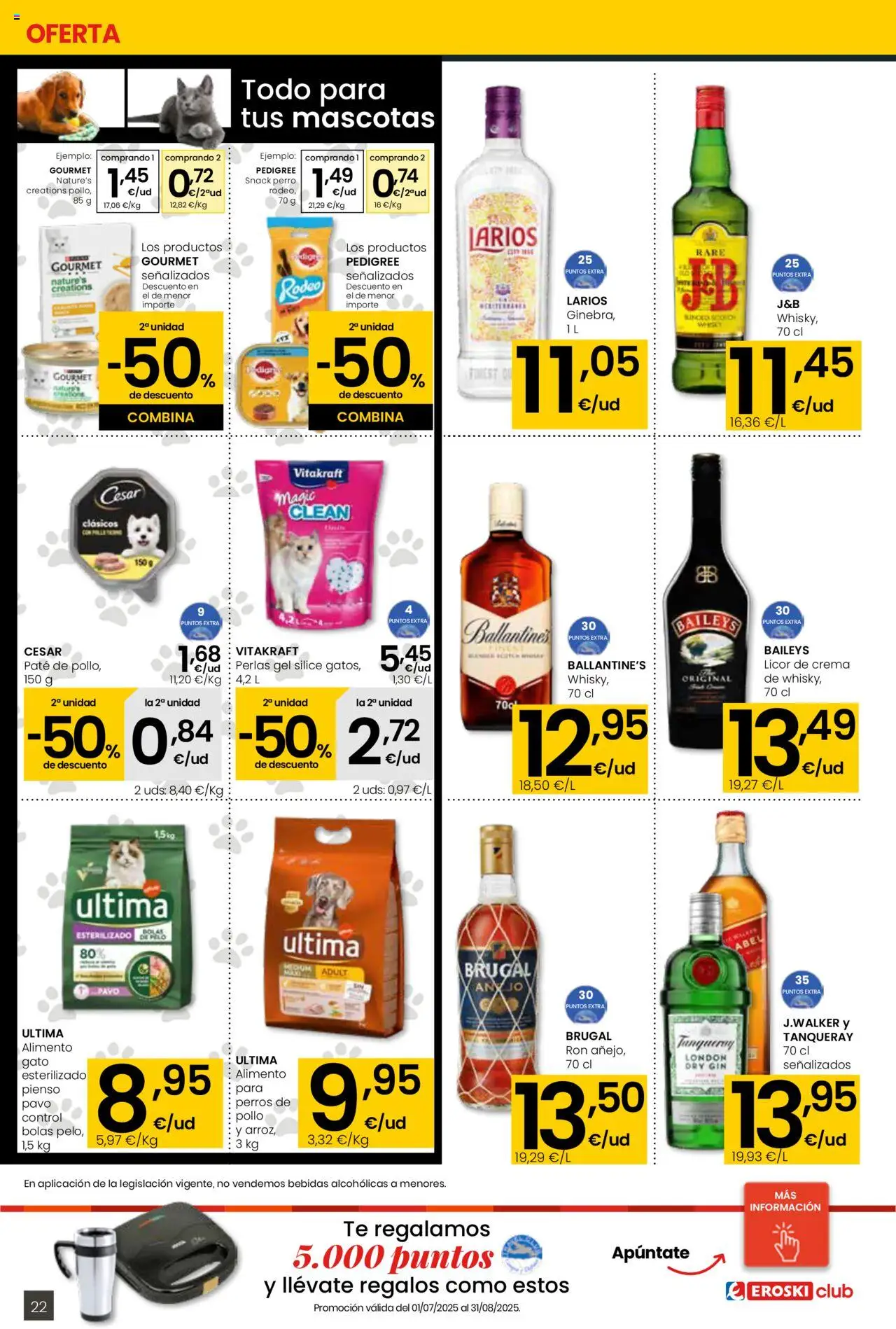 Eroski - Para conquistarte Center │ válido desde el 14.08.2025 | Página: 22 | Productos: Licor, Ron, Paté, Crema