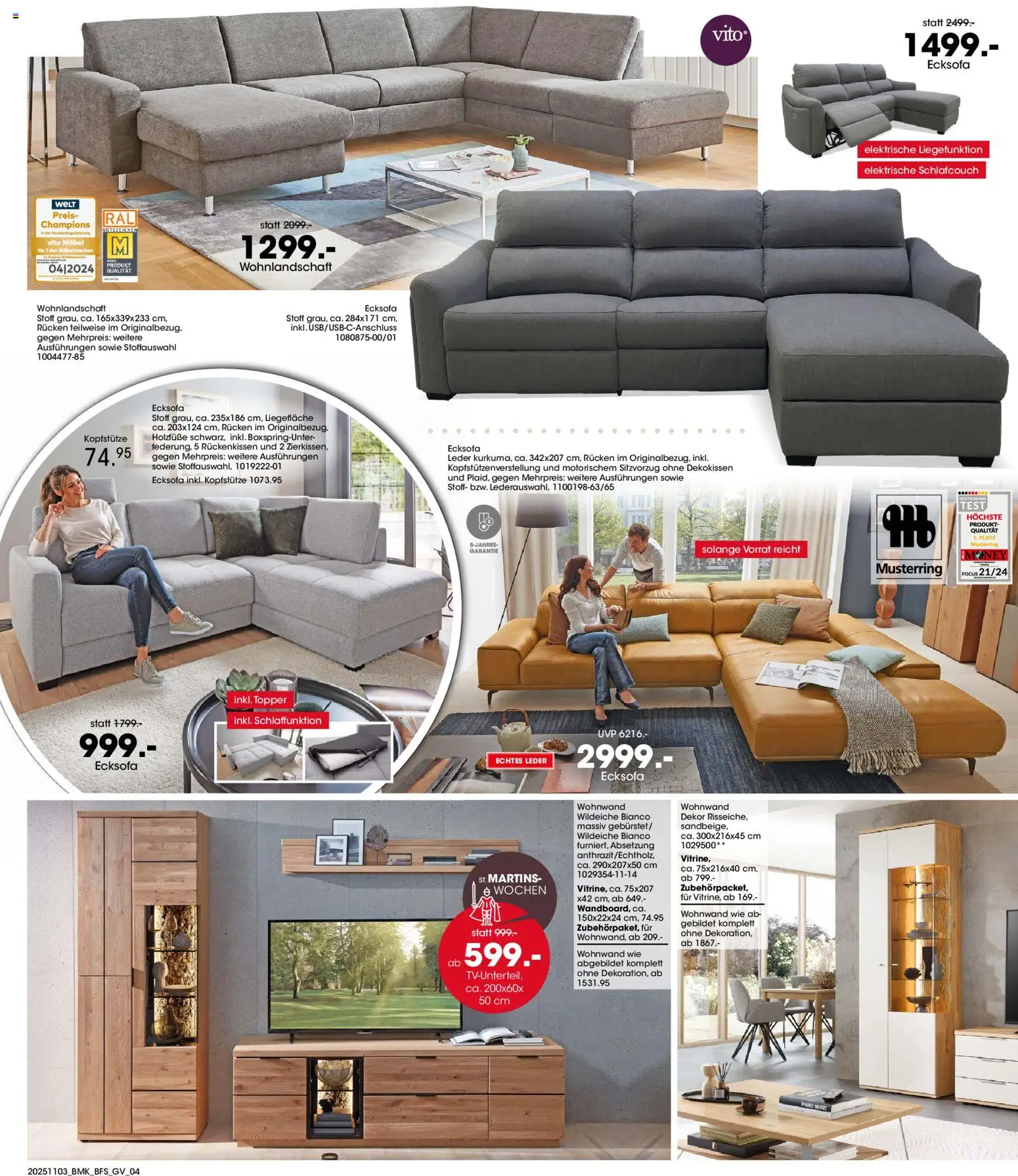 Möbel Martin St. Martins-Wochen – gültig ab 03.11.2025 | Seite: 4 | Produkte: Wohnlandschaft, Ecksofa, Wohnwand, Topper