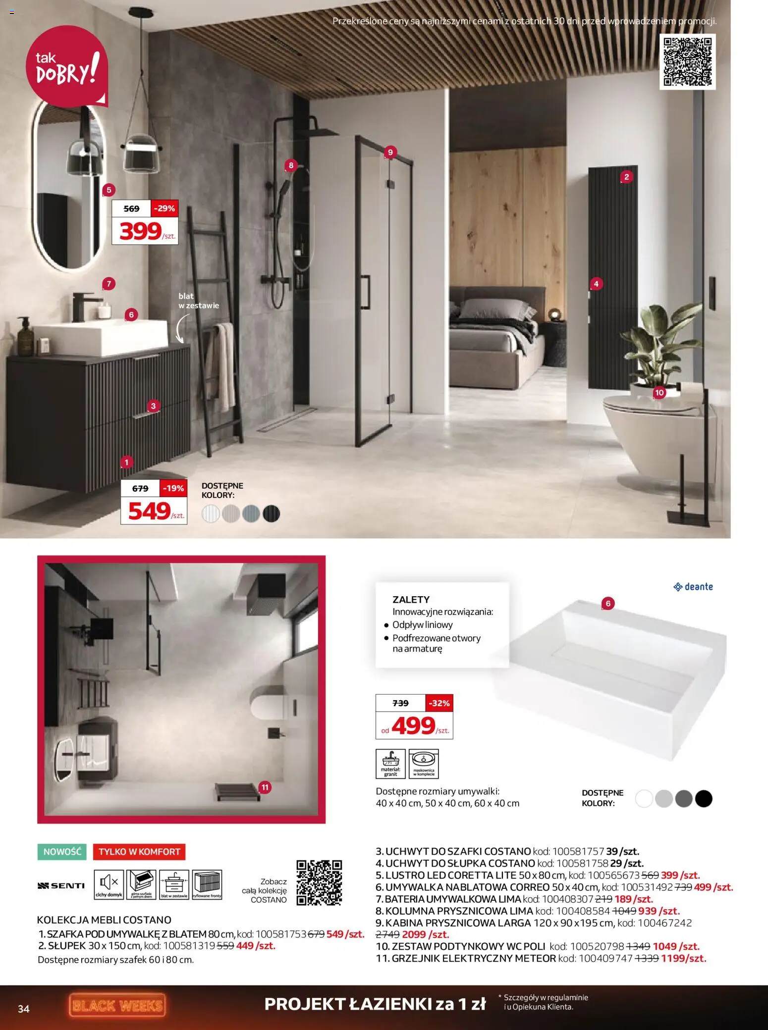Komfort Black Friday od 29.10.2025 | Strona: 34 | Produkty: Umywalka, Bateria, Lustro