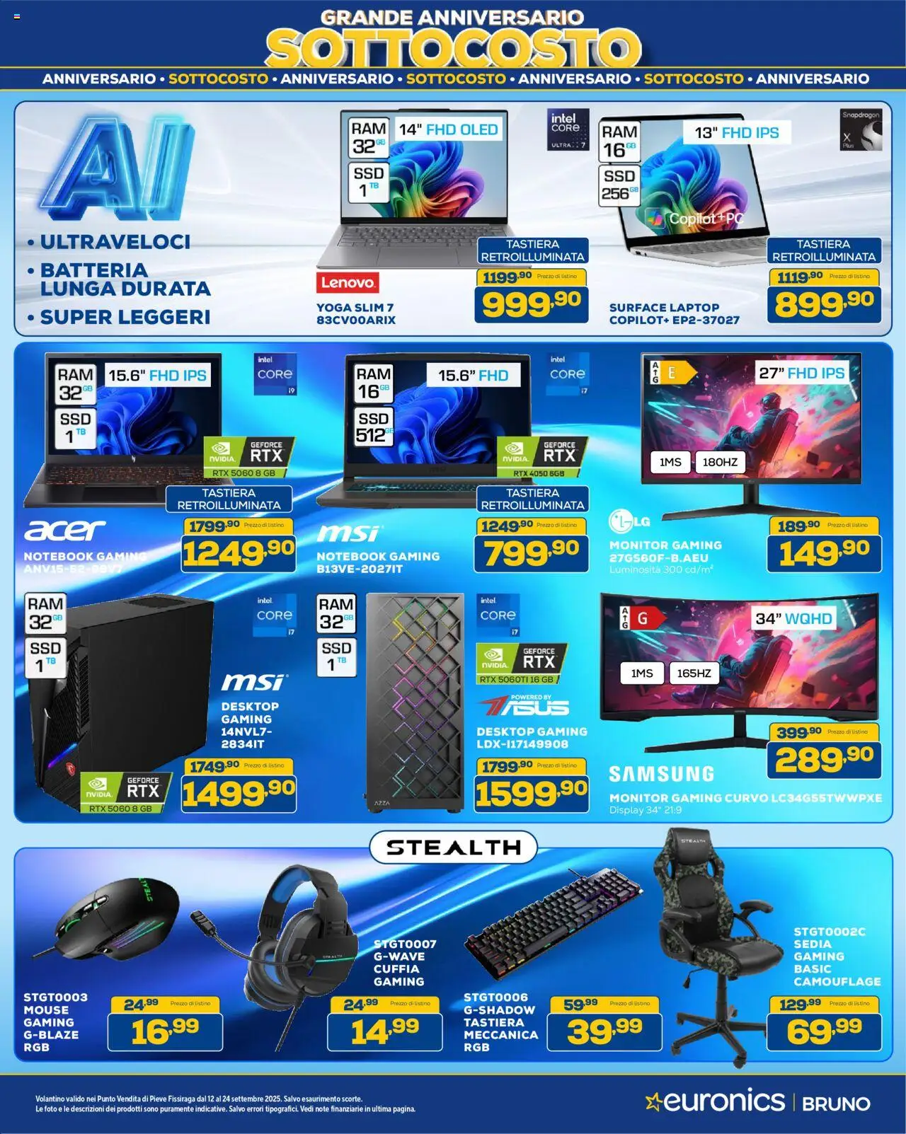 Volantino Euronics del 12.09.2025 | Pagina: 10 | Prodotti: Notebook, Tastiera, Sedia, Samsung