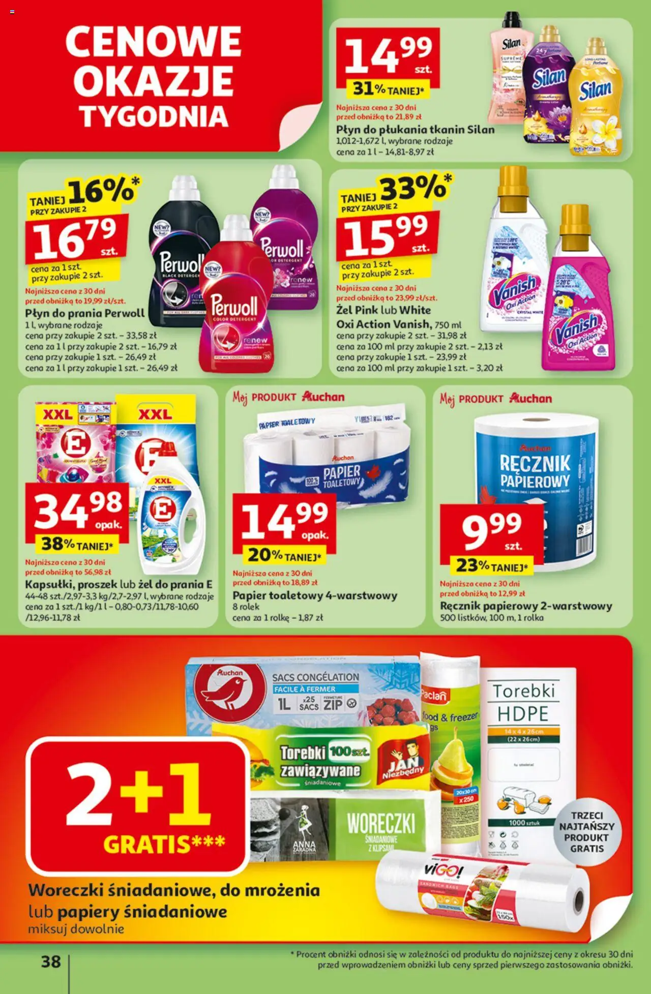 Auchan Gazetka - Odlotowe ceny na start szkoły Hipermarket od 21.08.2025 | Strona: 38 | Produkty: Płyn do prania Perwoll, Vanish, Sandwich, Płyn do płukania tkanin