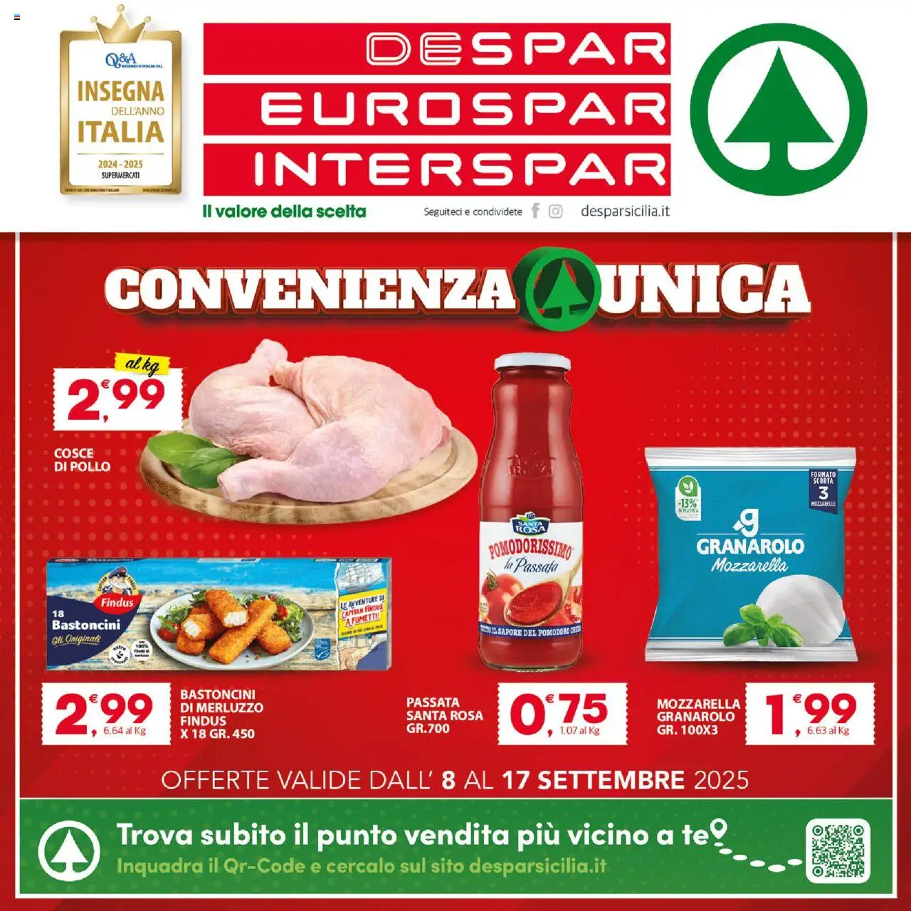 Volantino Despar del 08.09.2025 | Pagina: 21 | Prodotti: Tè, Merluzzo, Mozzarella, Cosce di pollo
