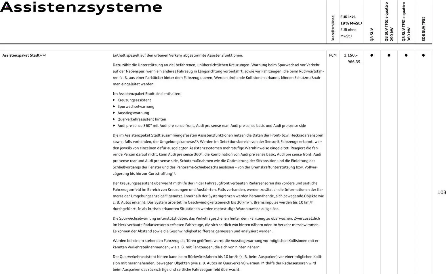 Audi Q8 – gültig ab 28.10.2025 | Seite: 103