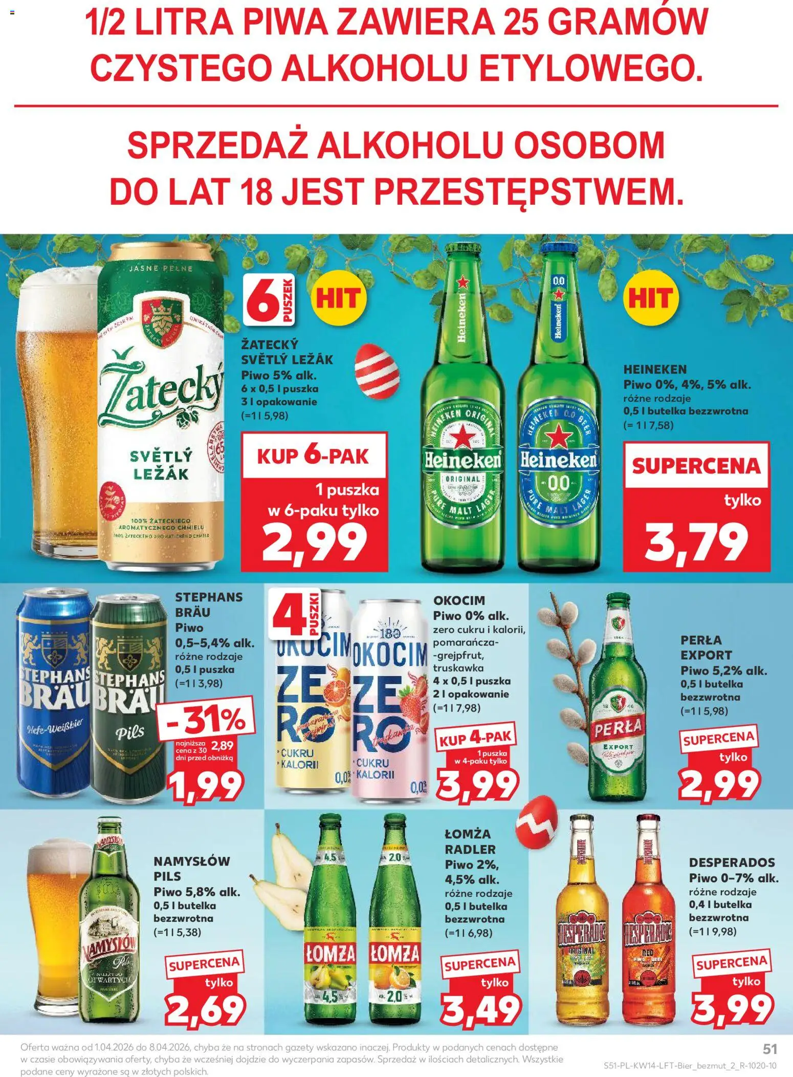 Kaufland gazetka od 01.04.2026 | Strona: 51 | Produkty: Leżak, Piwo, Heineken