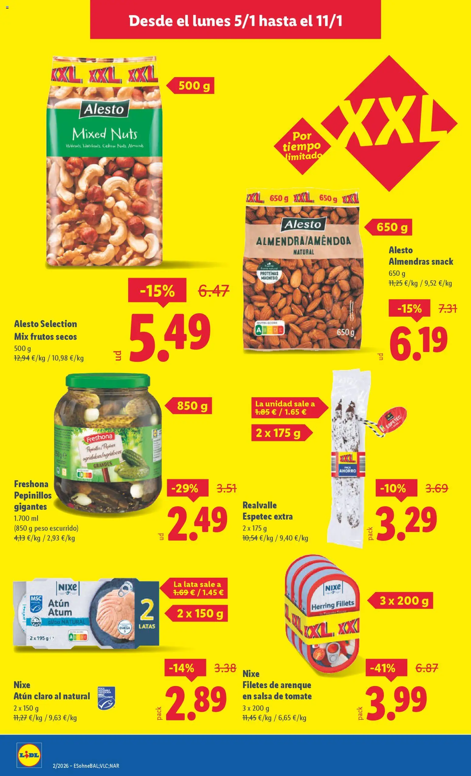 Lidl folleto │ válido desde el 05.01.2026 | Página: 12 | Productos: Salsa de tomate, Frutos secos, Peso, Atún claro