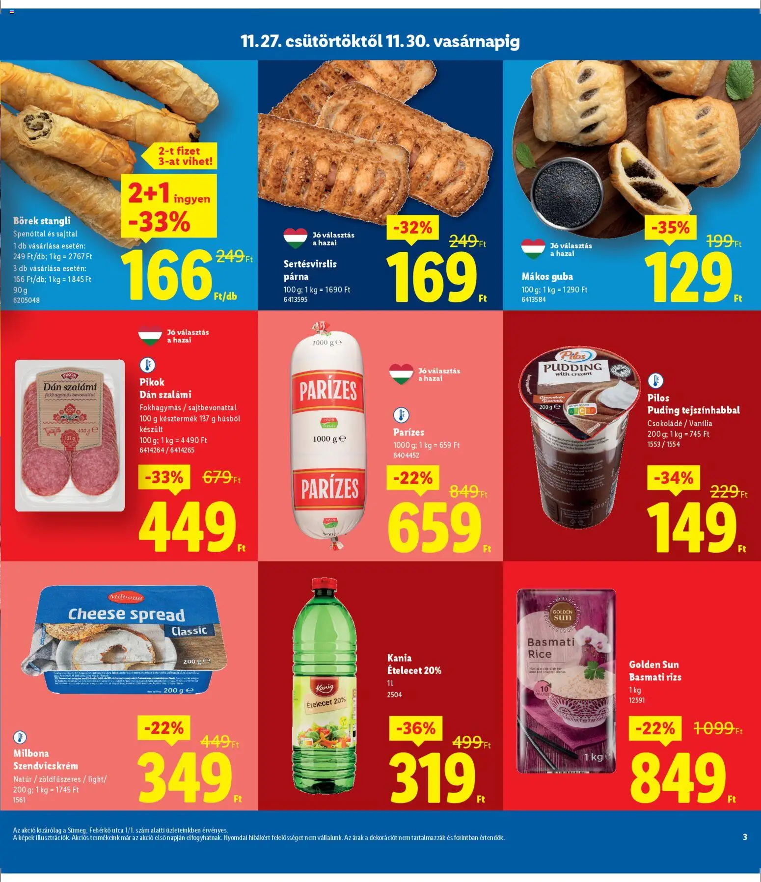 Lidl akciós ujság - amely érvényes a következő dátumtól: 27.11.2025 | Oldal: 3 | Termékek: Stangli, Basmati rizs, Csokoládé, Szalámi