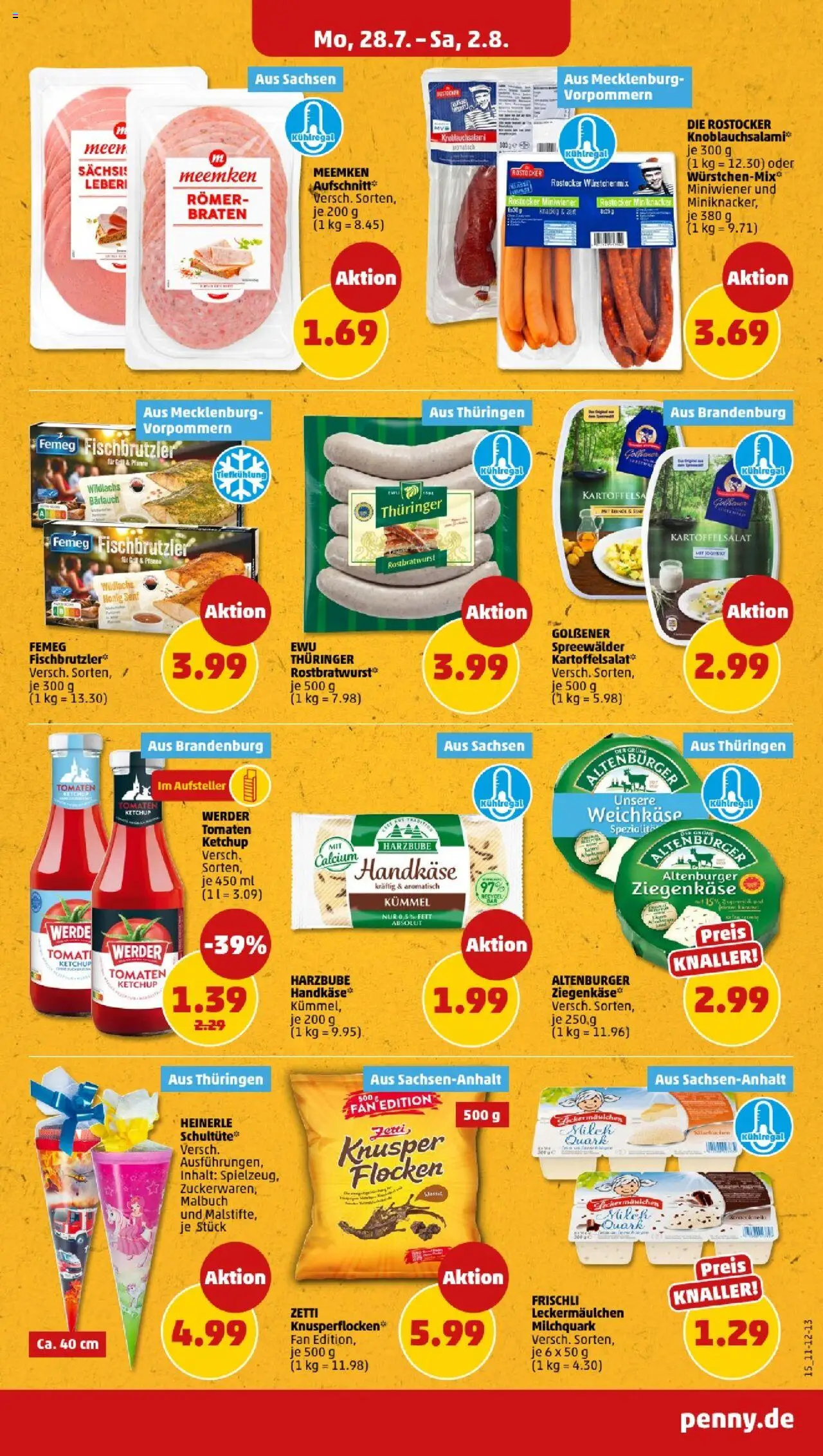 Penny - Sachsen - gültig ab dem 28.07.2025 | Seite: 15 | Produkte: Quark, Tomaten, Flocken, Meemken