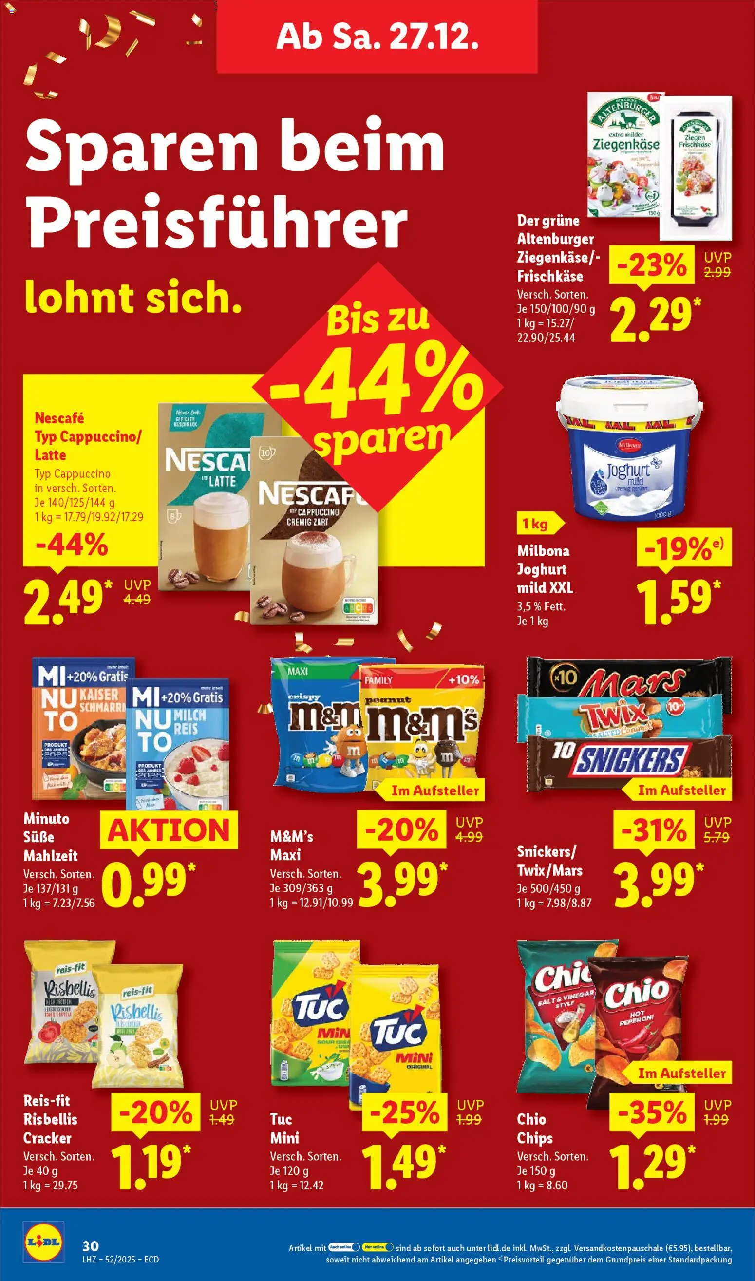 Lidl - Prospekt – gültig ab 22.12.2025 | Seite: 50 | Produkte: Milch, Twix, Chips, Frischkase