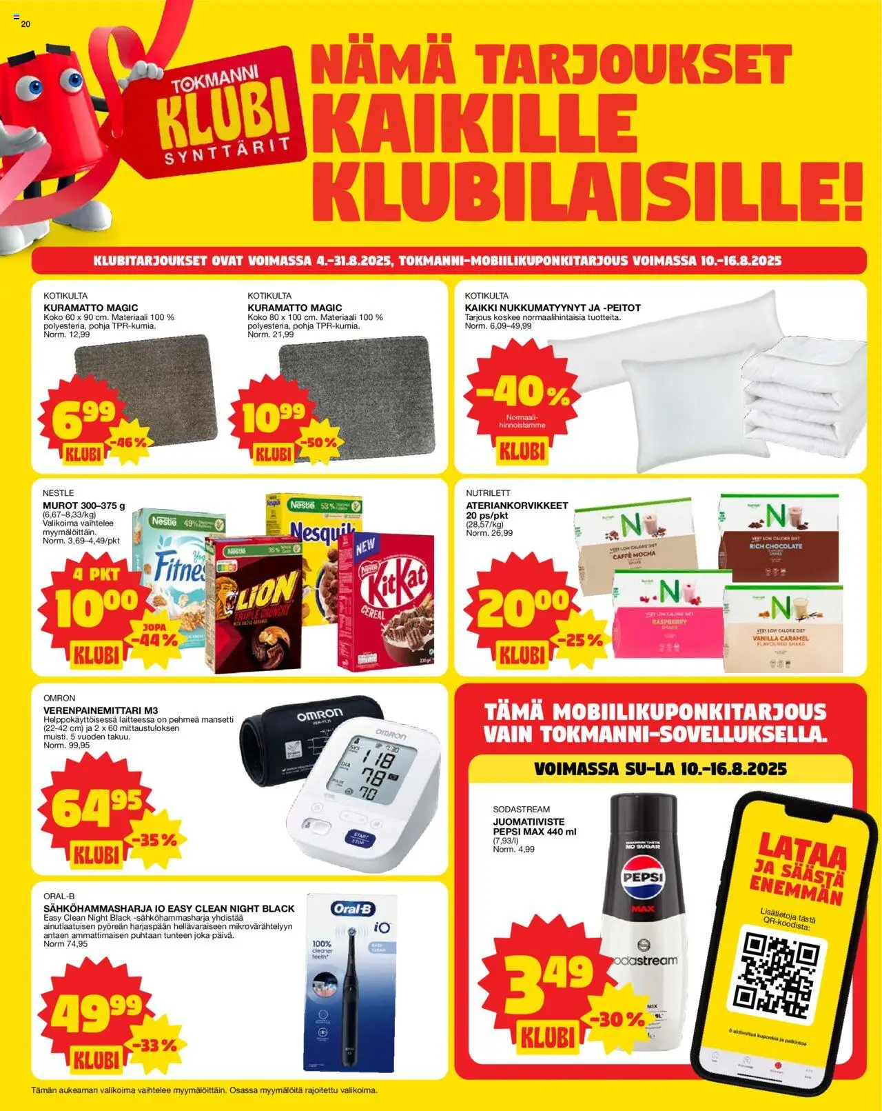  | Sivu: 20 | Tuotteet: Sähköhammasharja, Sodastream, Pepsi, Murot
