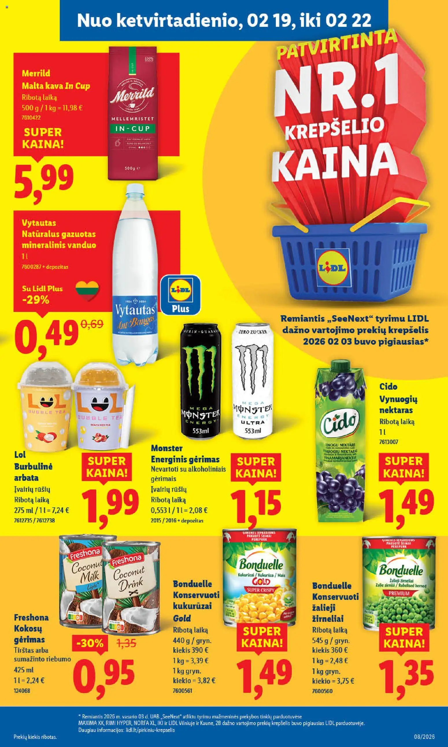 LIDL akcijos nuo 16.02.2026 | Puslapis: 31 | Prekių: Energinis gėrimas, Arbata, Žirneliai, Mineralinis vanduo