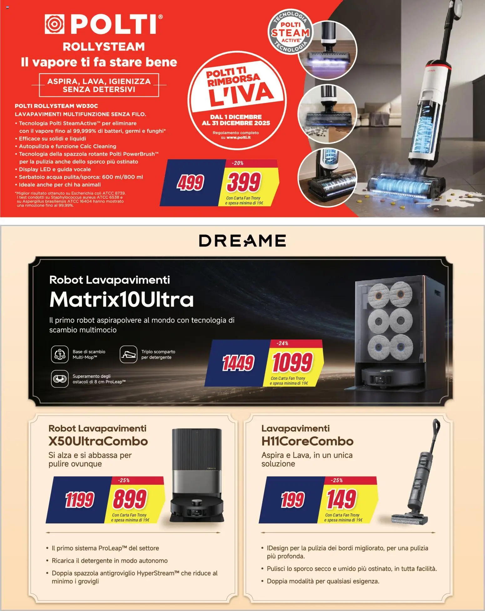 Volantino Trony del 27.12.2025 | Pagina: 16 | Prodotti: Robot aspirapolvere, Acqua, Aspirapolvere, Robot
