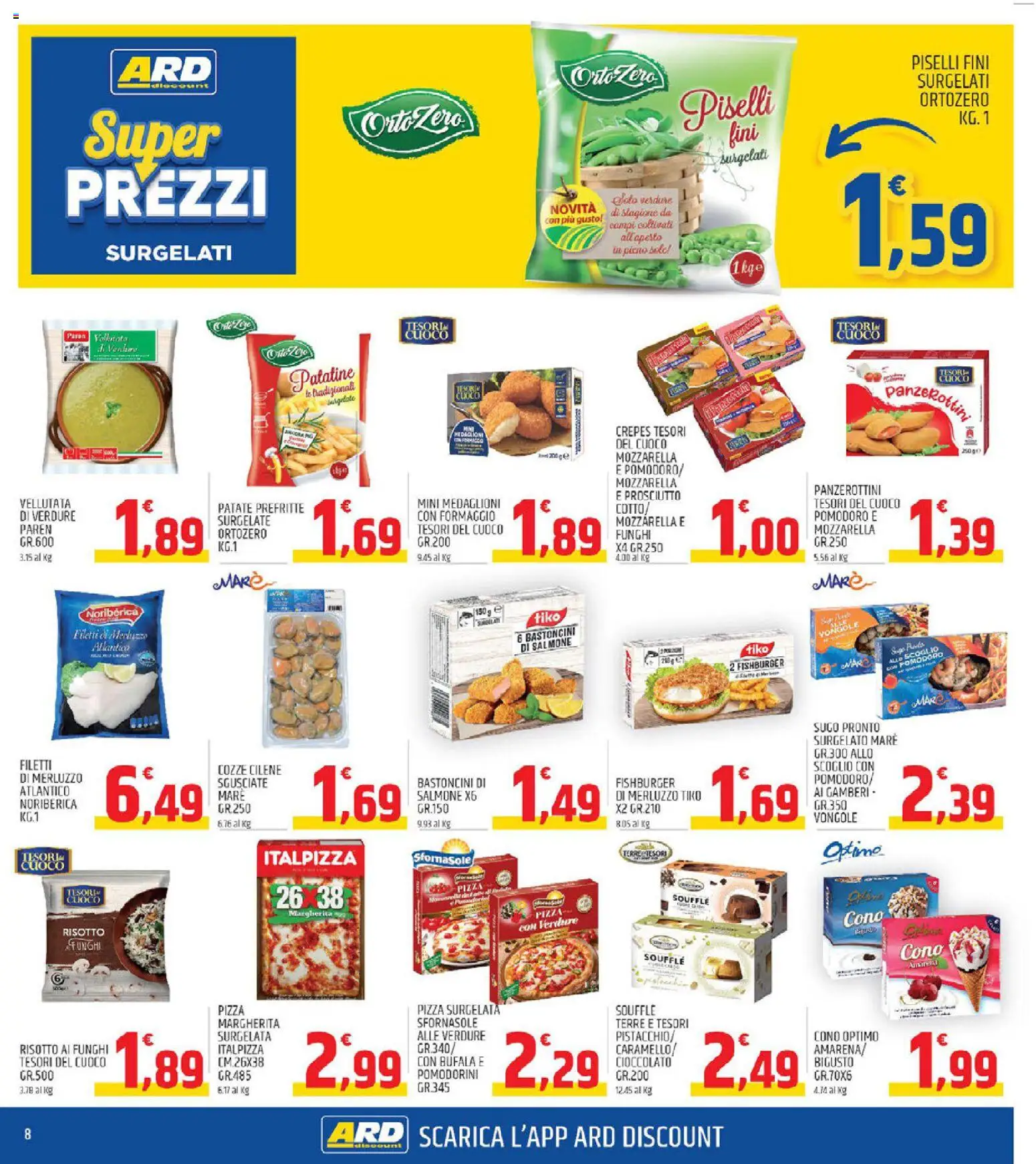 Volantino ARD Discount del 23.10.2025 | Pagina: 8 | Prodotti: Cioccolato, Patatine, Vongole, Mozzarella
