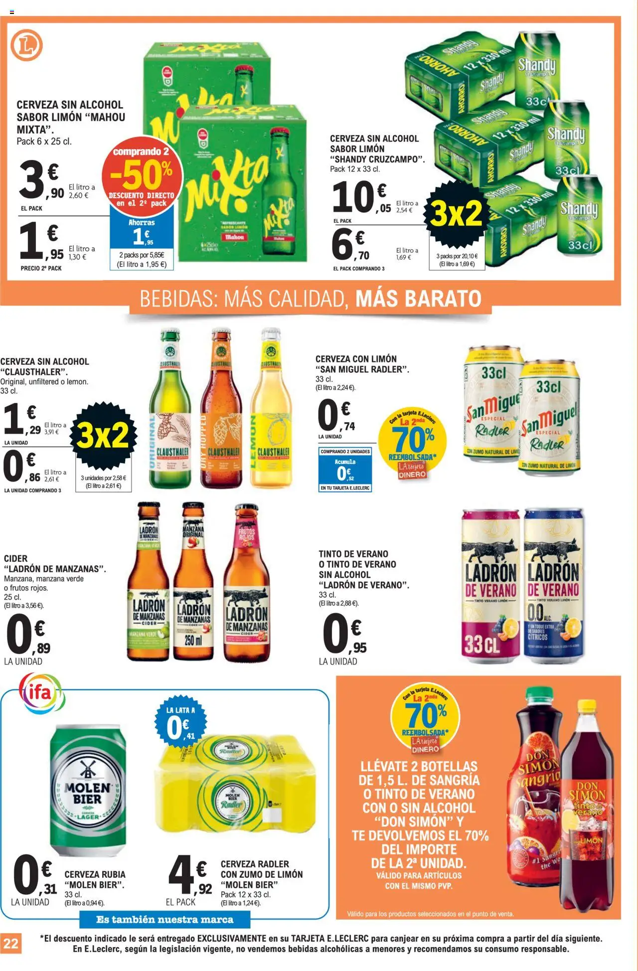 E.Leclerc folleto │ válido desde el 30.07.2025 | Página: 22 | Productos: Cerveza, Manzanas, Ροζ πιπέρι, Té