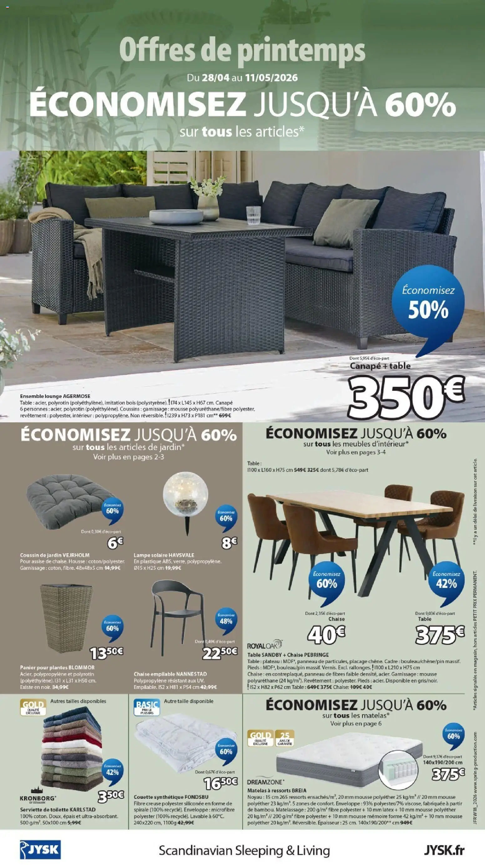 {H1} | Page: 8 | Produits: Mousse, Table, Couette, Cadre