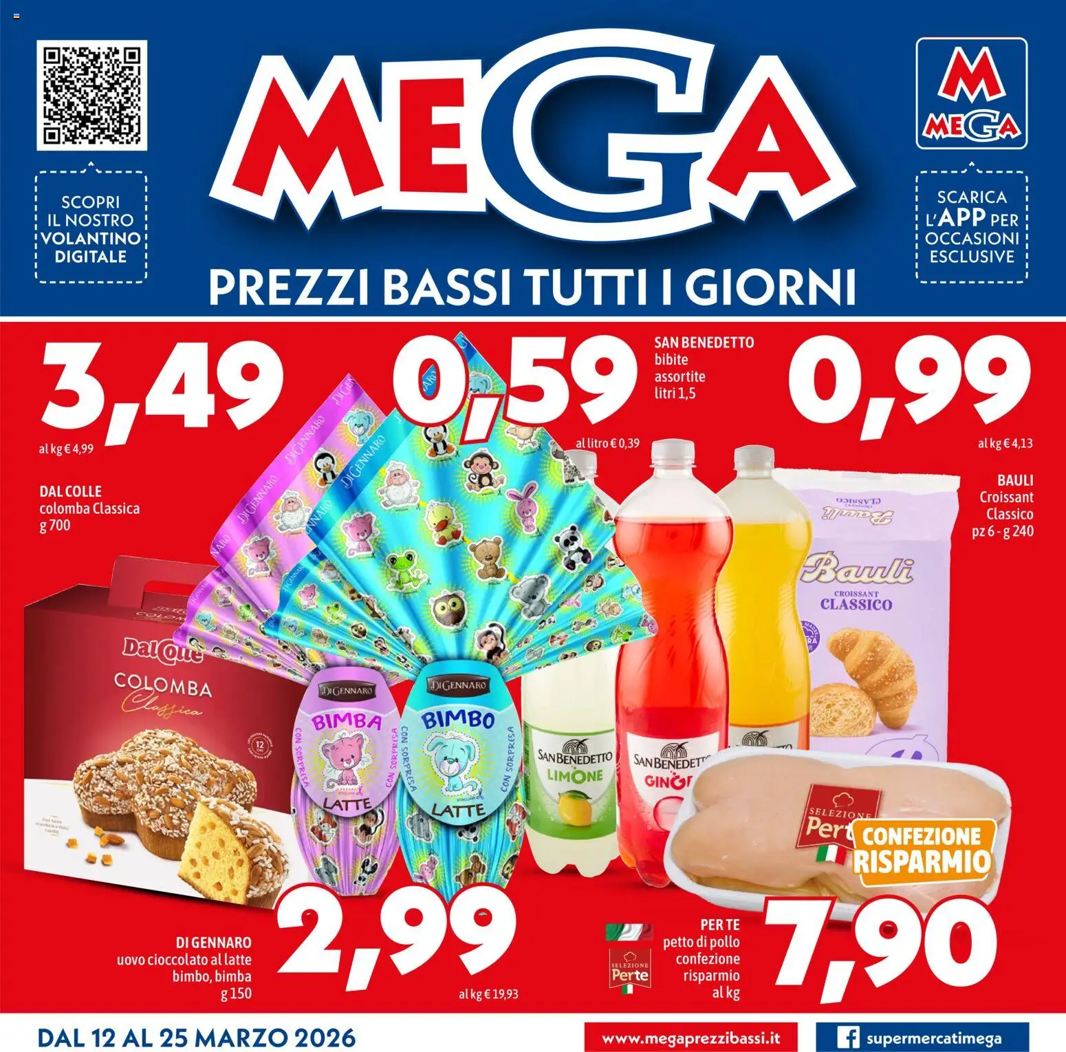 Volantino Mega del 12.03.2026 | Pagina: 1 | Prodotti: Cioccolato, Latte, Limone, Croissant
