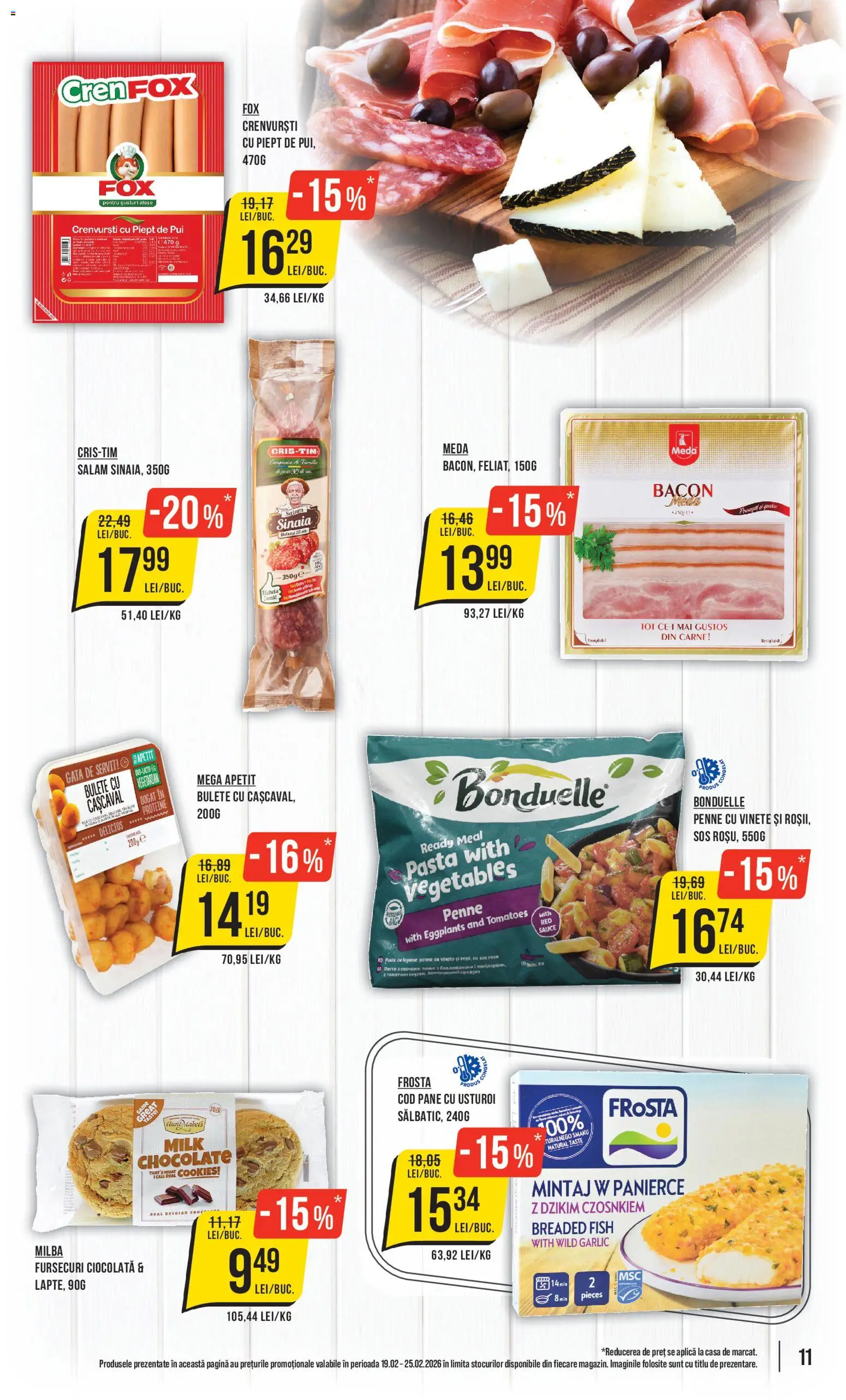 Noul catalog Mega Image – valabil de la 19.02.2026 | Pagină: 11 | Produse: Masaüstü kılıfı, Bacon, Salam, Usturoi