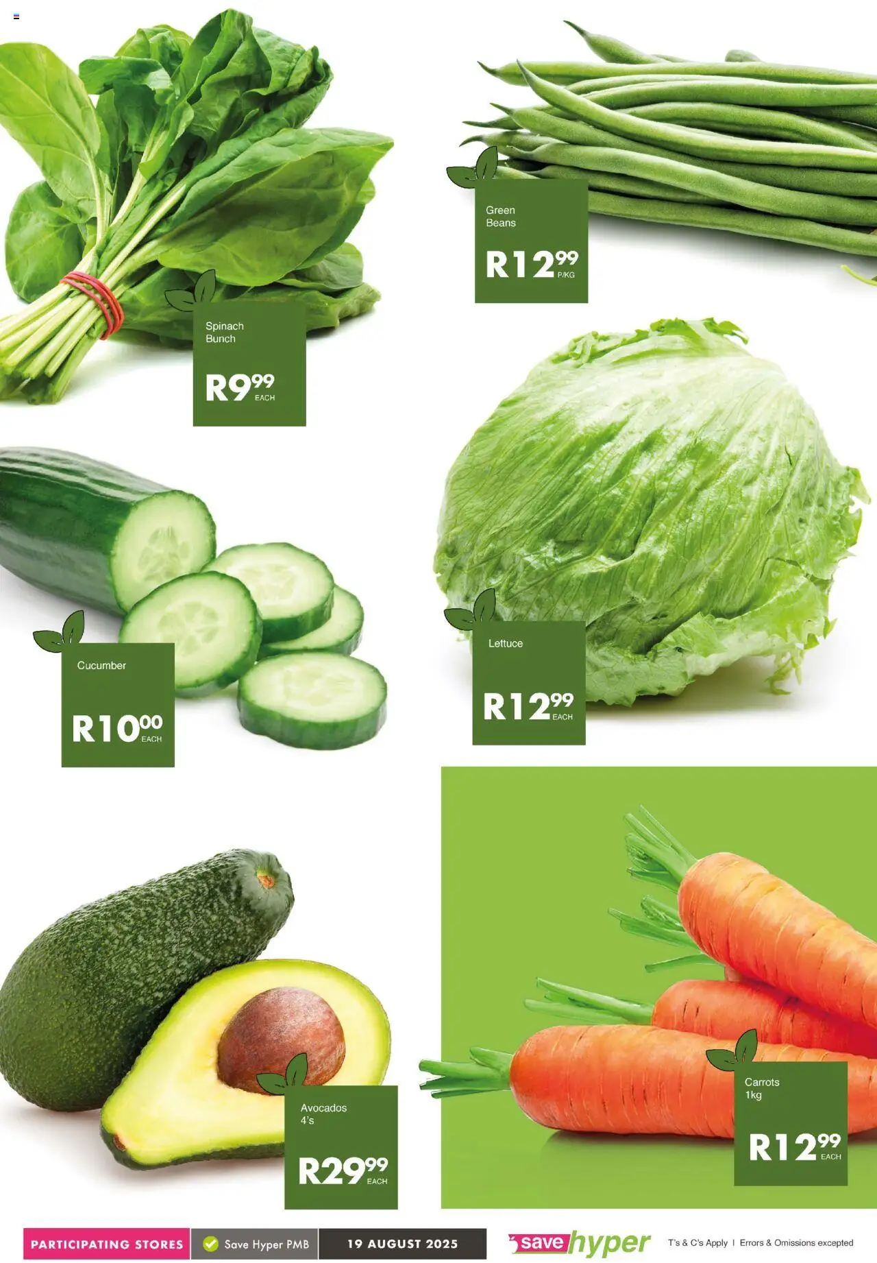 Save Market Day │ valid from 19.08.2025 | Page: 7 | Products: Beans, Carrots, Avocados, Lettuce