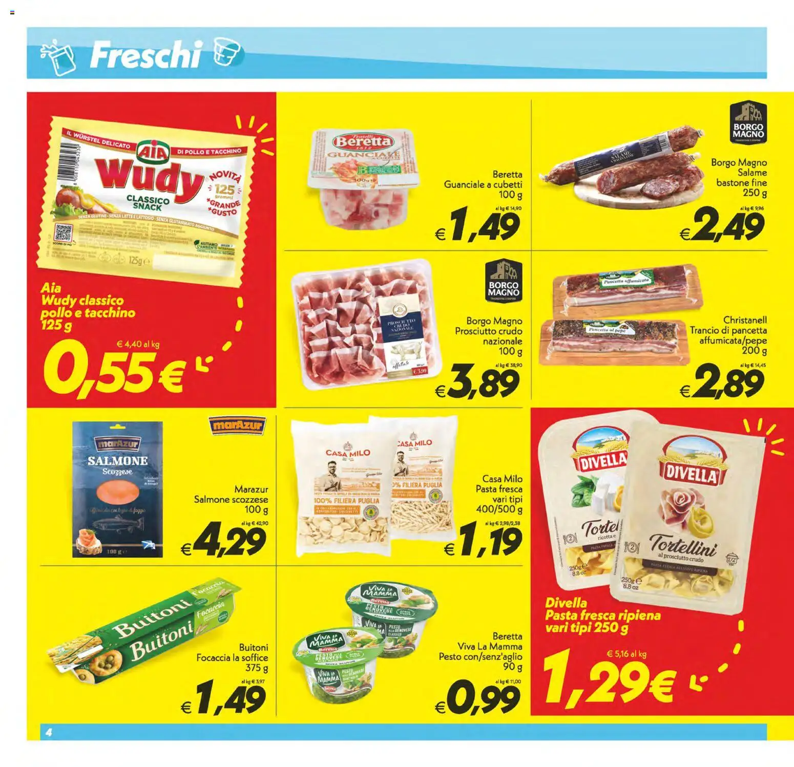 Volantino SuperConveniente del 07.04.2026 | Pagina: 4 | Prodotti: Pancetta, Pepe, Latte, Pasta