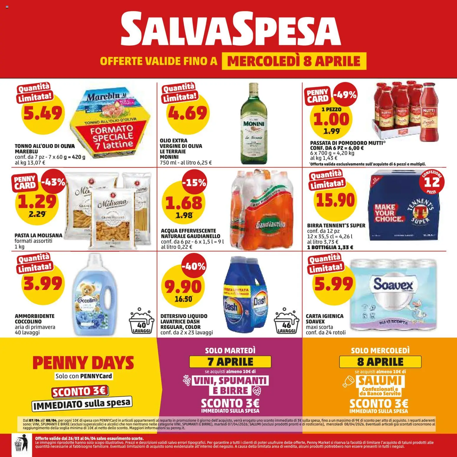 Volantino PENNY del 26.03.2026 | Pagina: 20 | Prodotti: Acqua, Pasta, Tonno, Bottiglia
