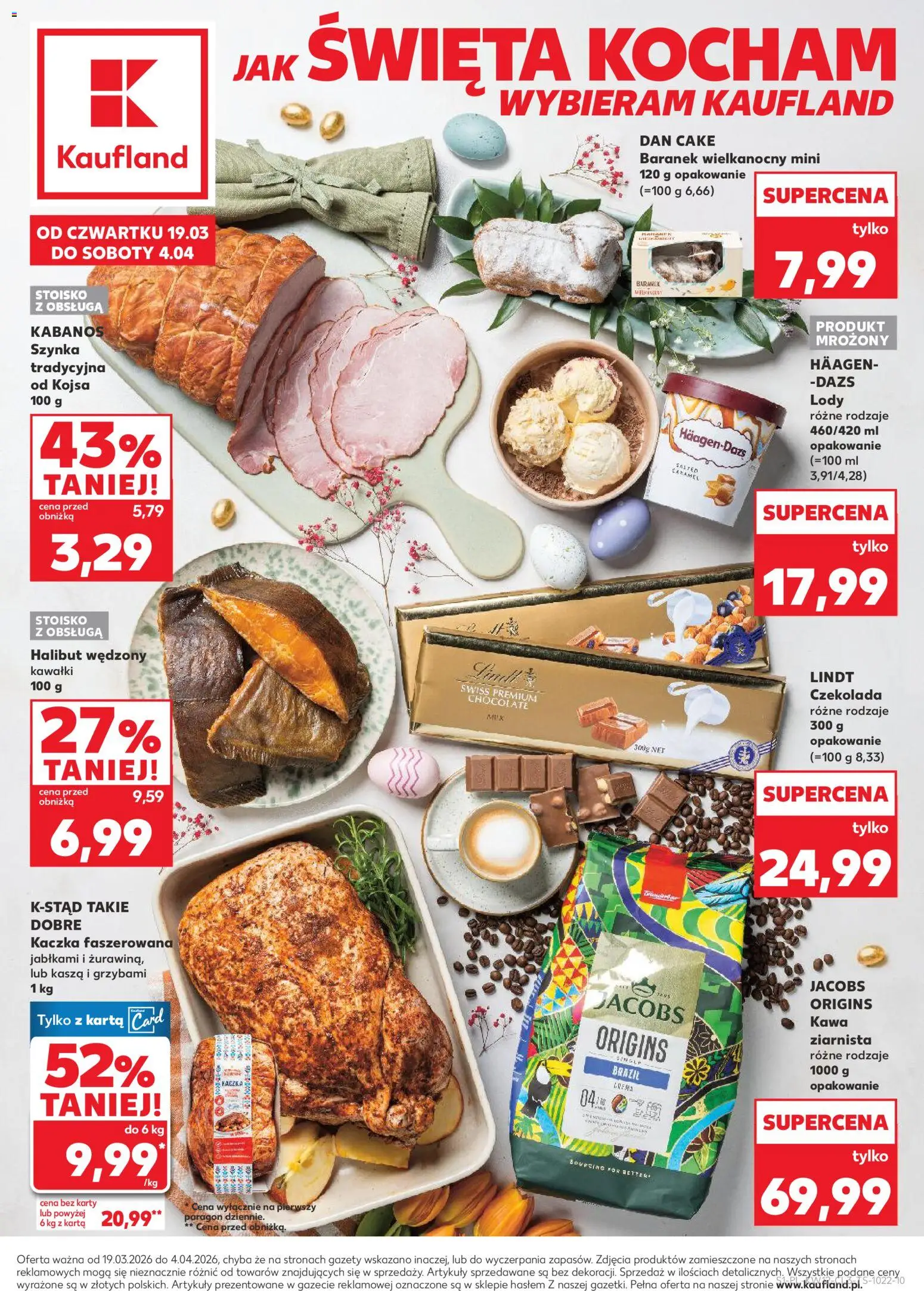 Kaufland Polsko leták - Jak święta kocham od 19.03.2026 | Strana: 1 | Produkty: Lindt, Kabanos, Halibut, Karty