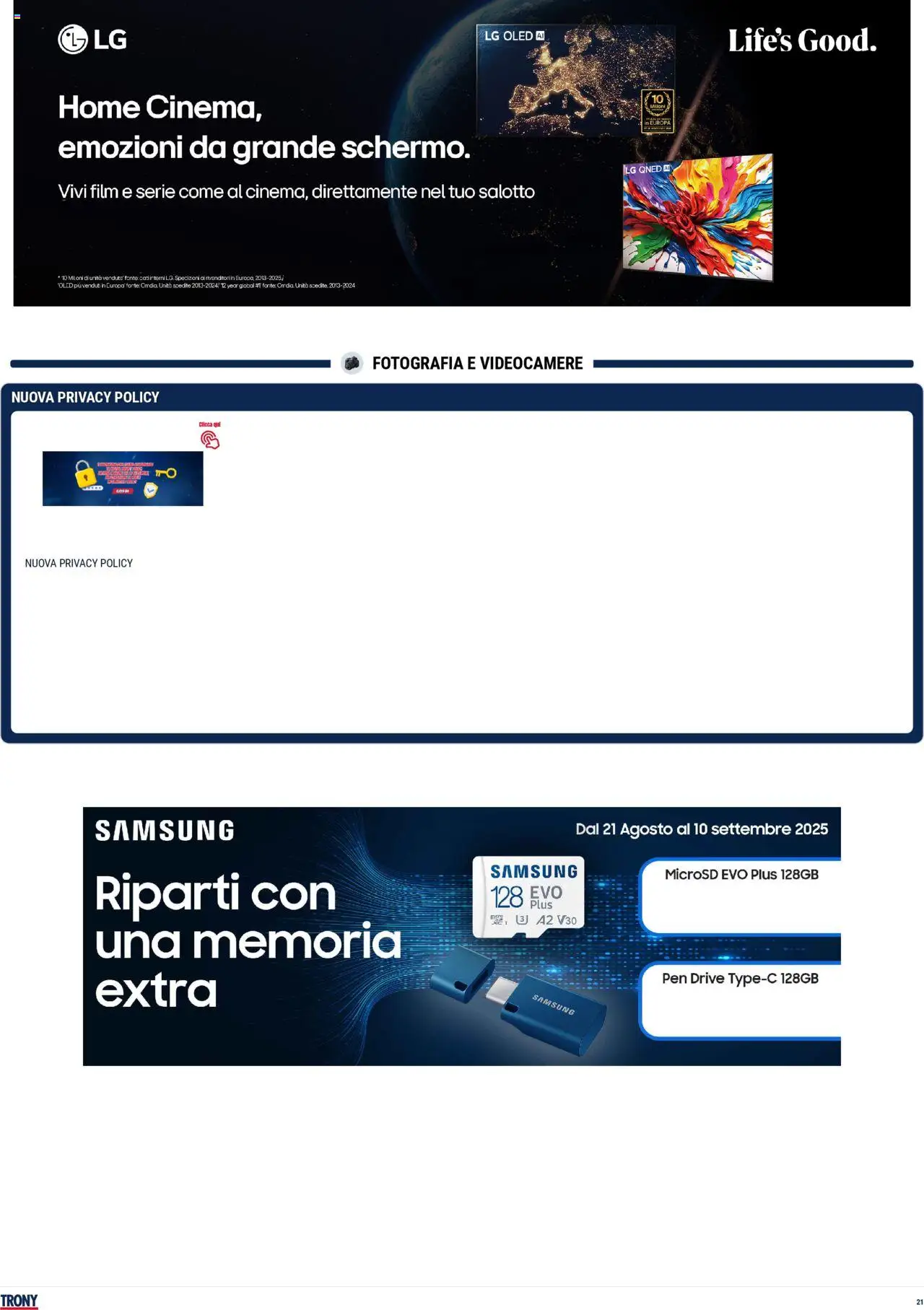 Volantino Trony del 21.08.2025 | Pagina: 21 | Prodotti: Samsung