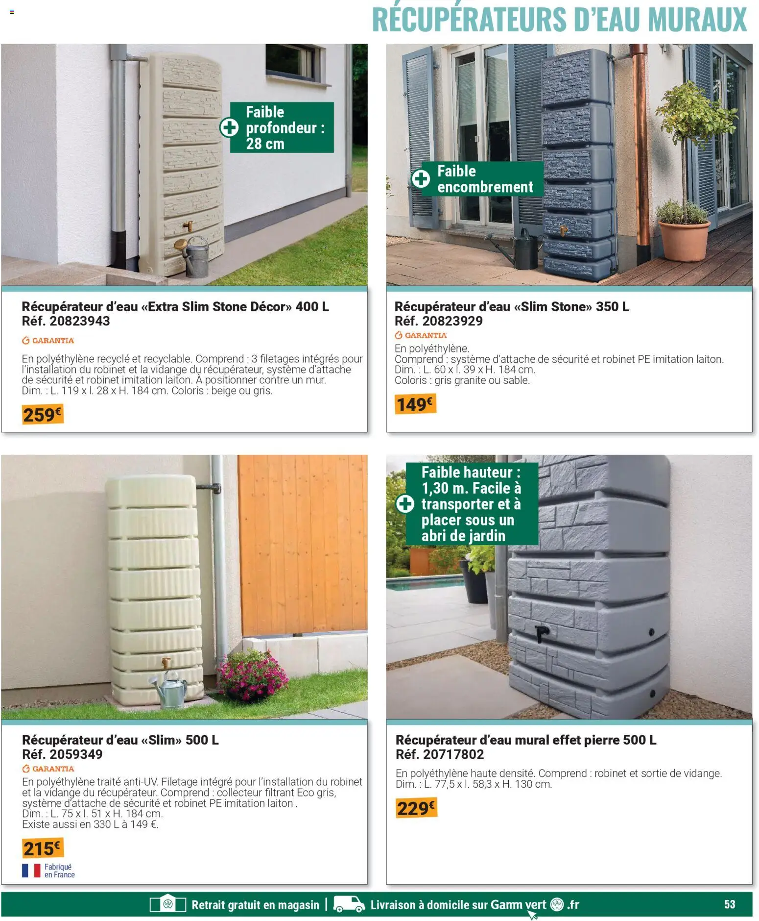 {H1} | Page: 53 | Produits: Robinet, Récupérateur d'eau, Abri de jardin