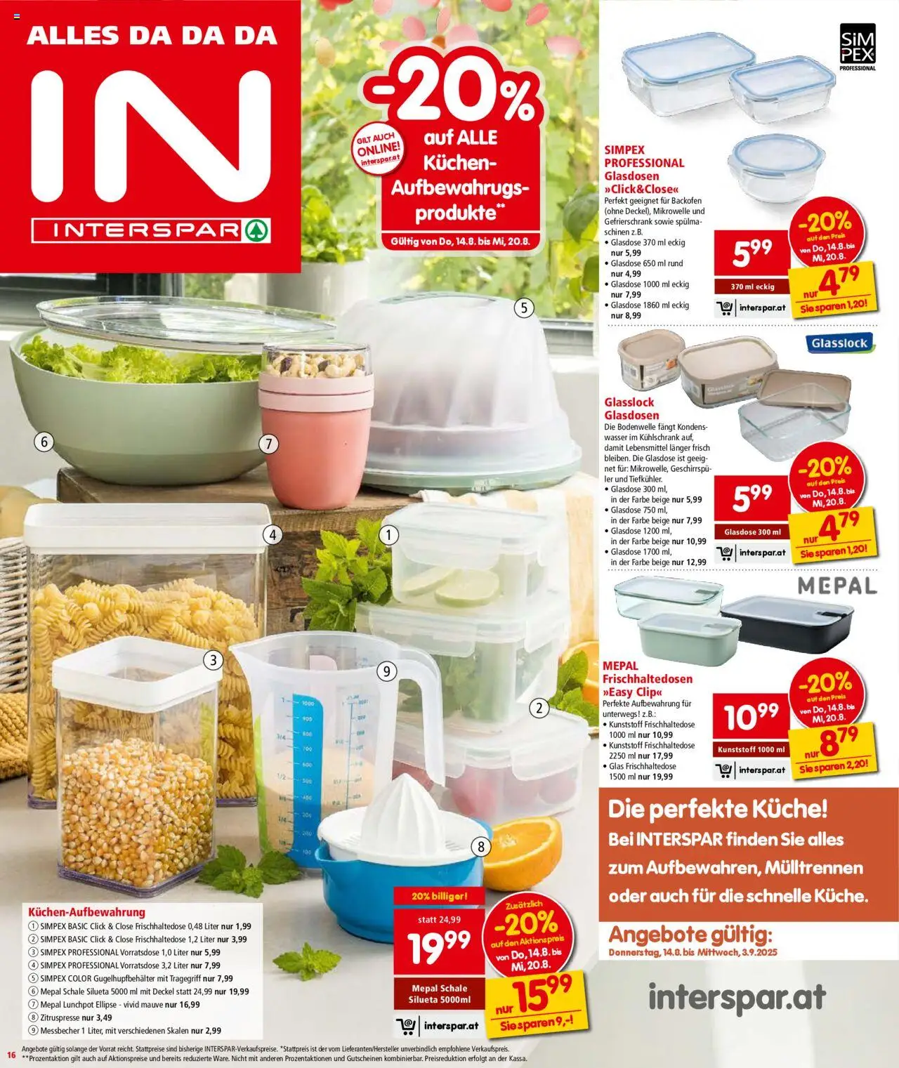 Interspar Flugblatt - Salzburg gültig ab 14.08.2025 | Seite: 16 | Produkte: Wasser, Libacomb, Gefrierschrank, Mikrowelle