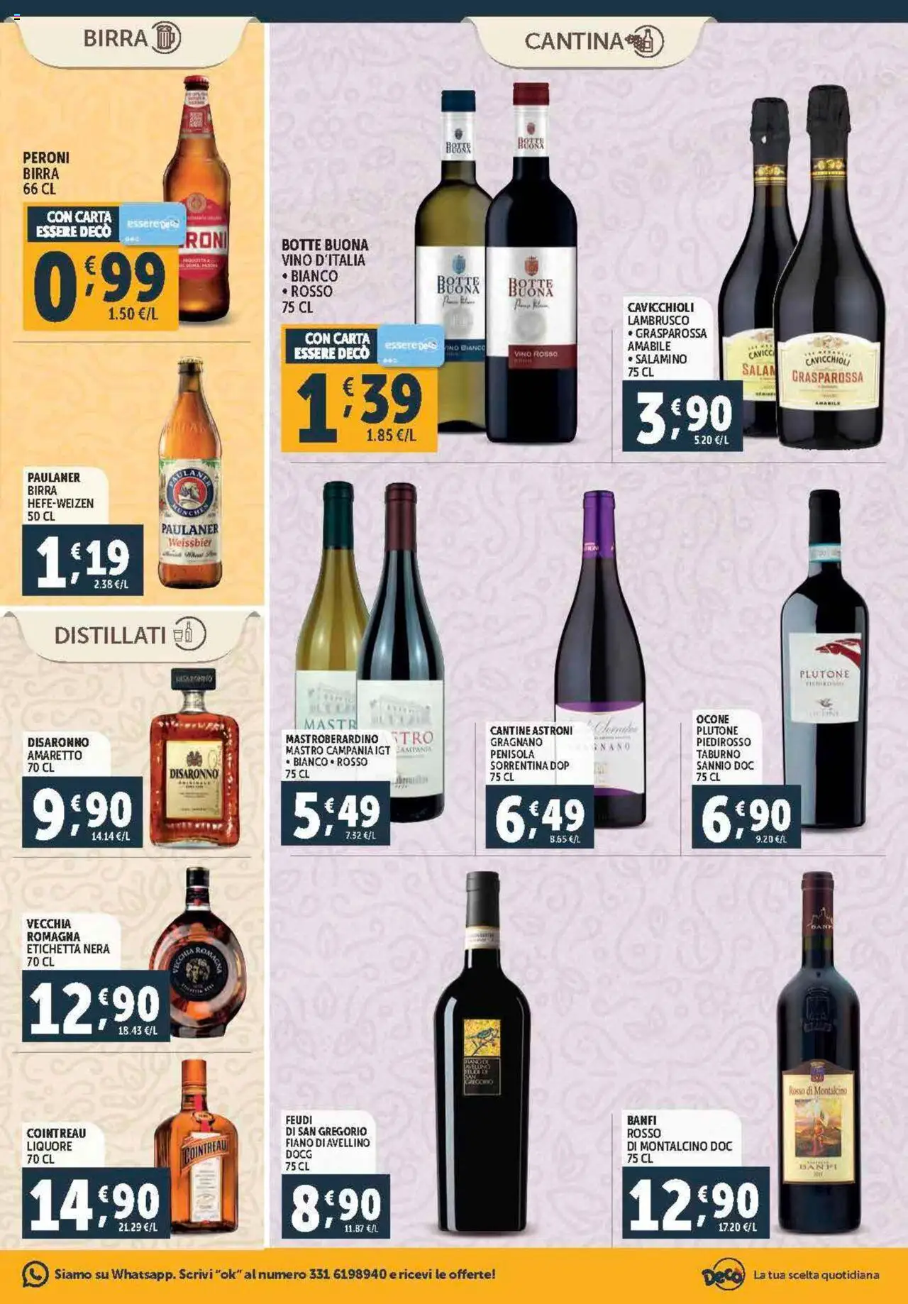 Volantino Decò del 12.09.2025 | Pagina: 17 | Prodotti: Birra, Vino, Vino rosso, Vino bianco