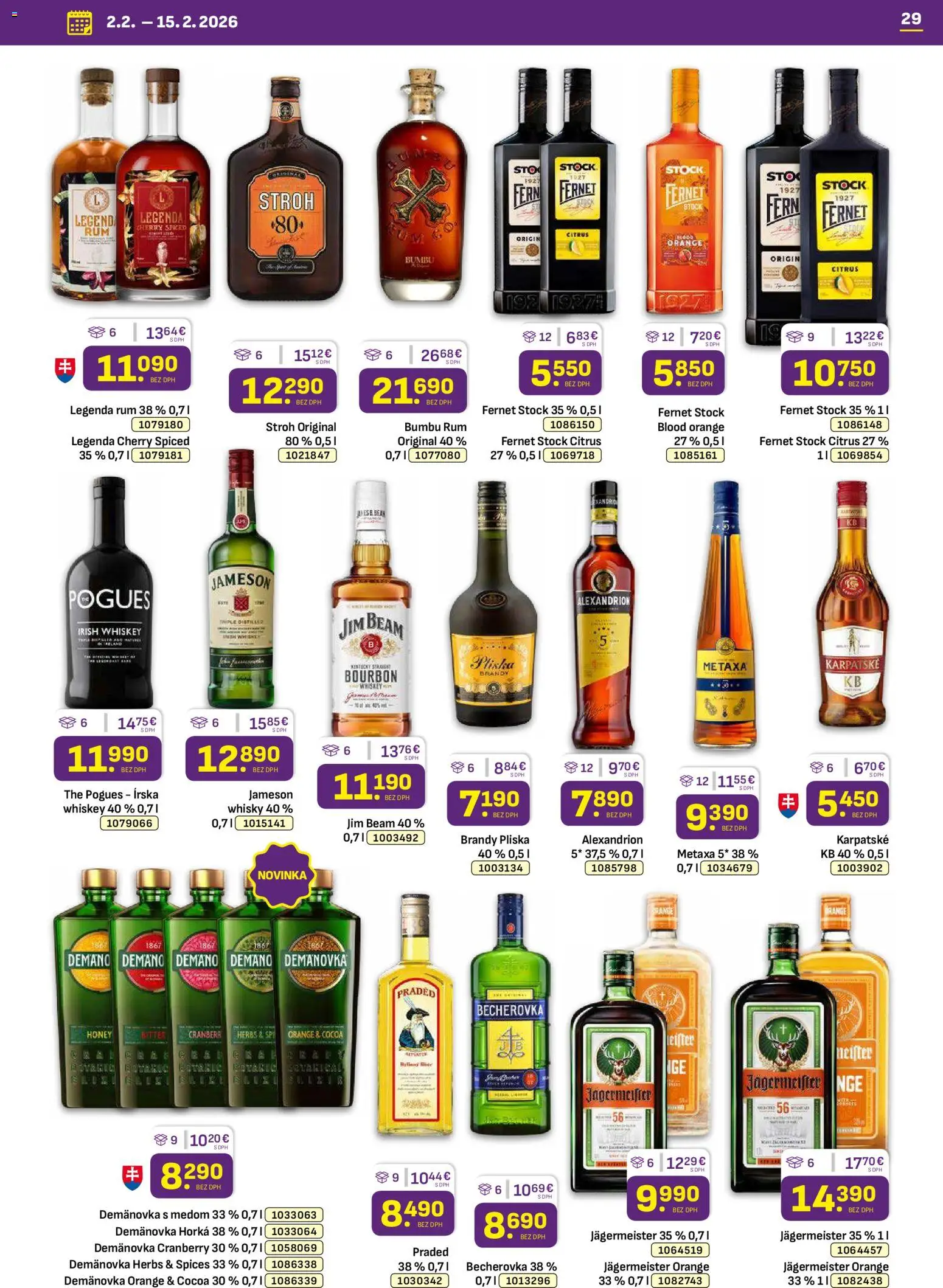 Nové Libex akcie – leták je platný od 02.02.2026 | Strana: 29 | Produkty: Becherovka, Jameson, Brandy, Rum