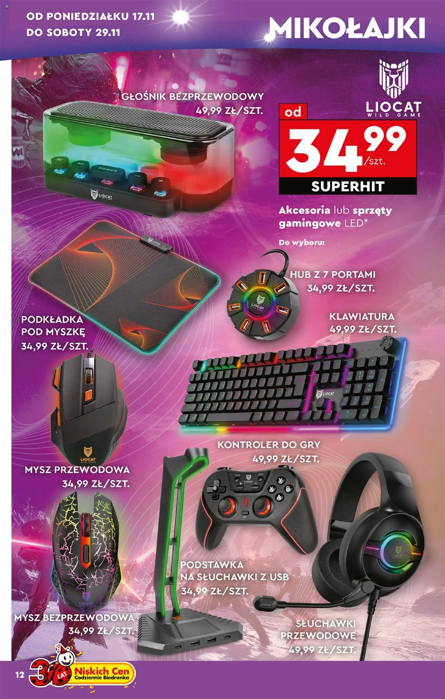 Biedronka Black Friday od 15.11.2025 | Strona: 14 | Produkty: Głośnik bezprzewodowy, Mysz, USB, Kontroler