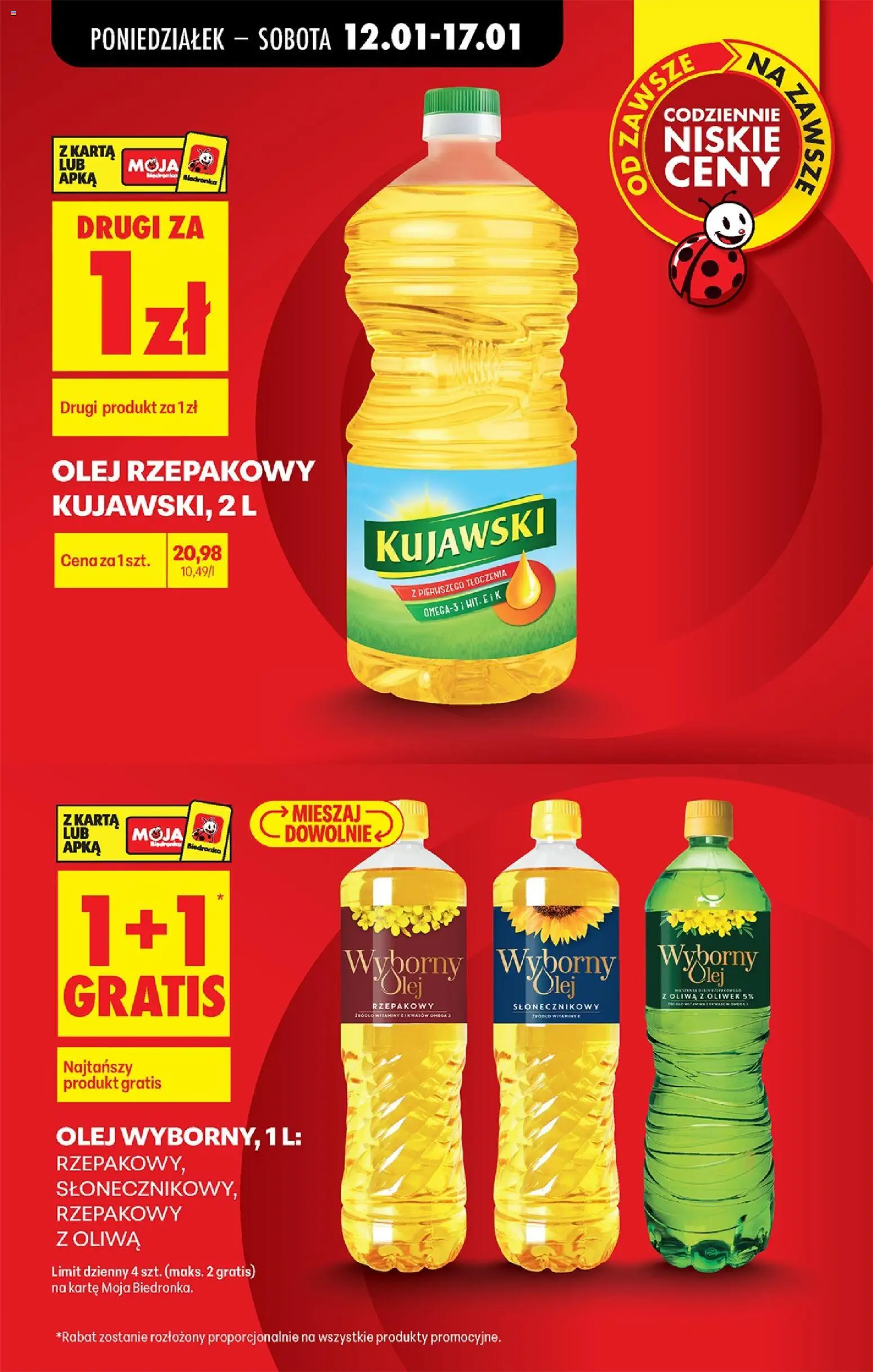 Biedronka gazetka od 12.01.2026 | Strona: 7 | Produkty: Karta, Olej rzepakowy, Oliwa z oliwek, Olej