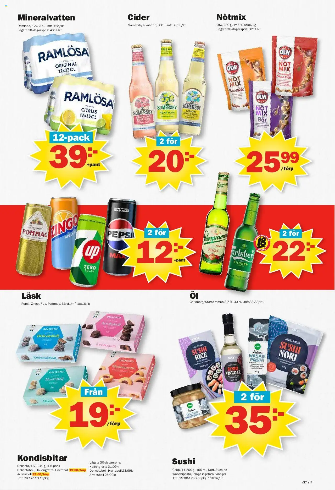 Pekås reklamblad aktuell från 08.09.2025 | Sida: 7 | Produkter: Zingo, Galler, Pepsi, Mineralvatten