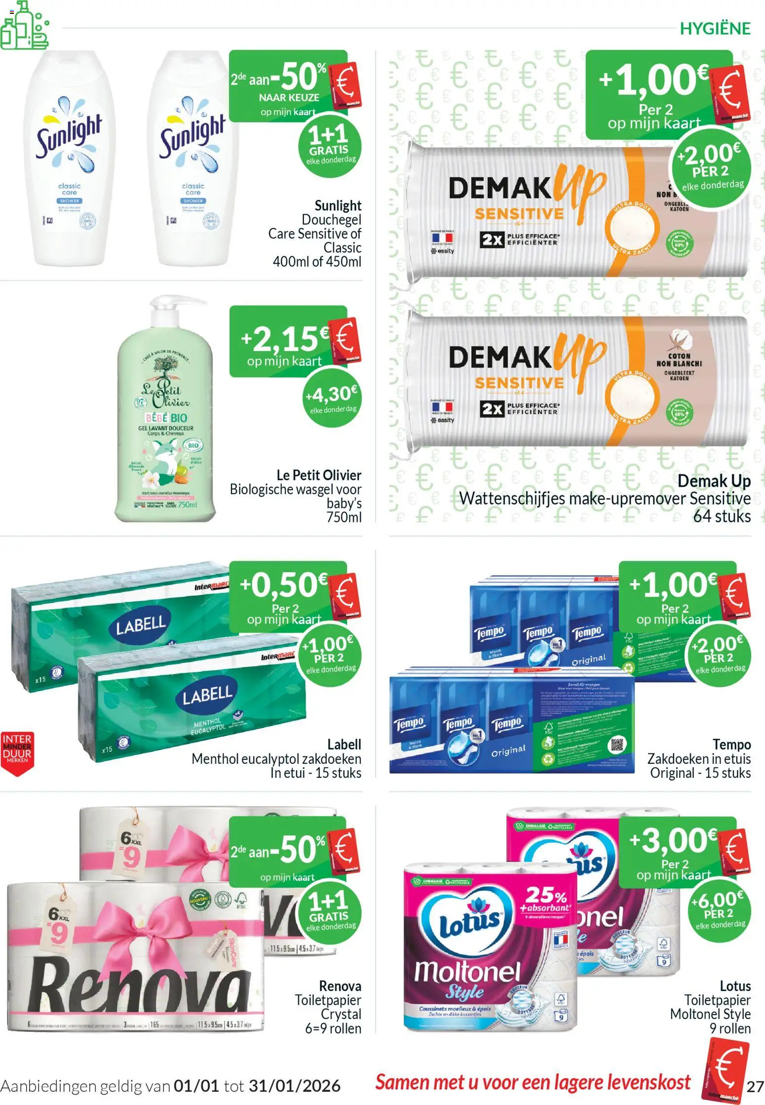 {H1} | Pagina: 27 | Producten: Kussen, Gel, Toiletpapier, Douchegel