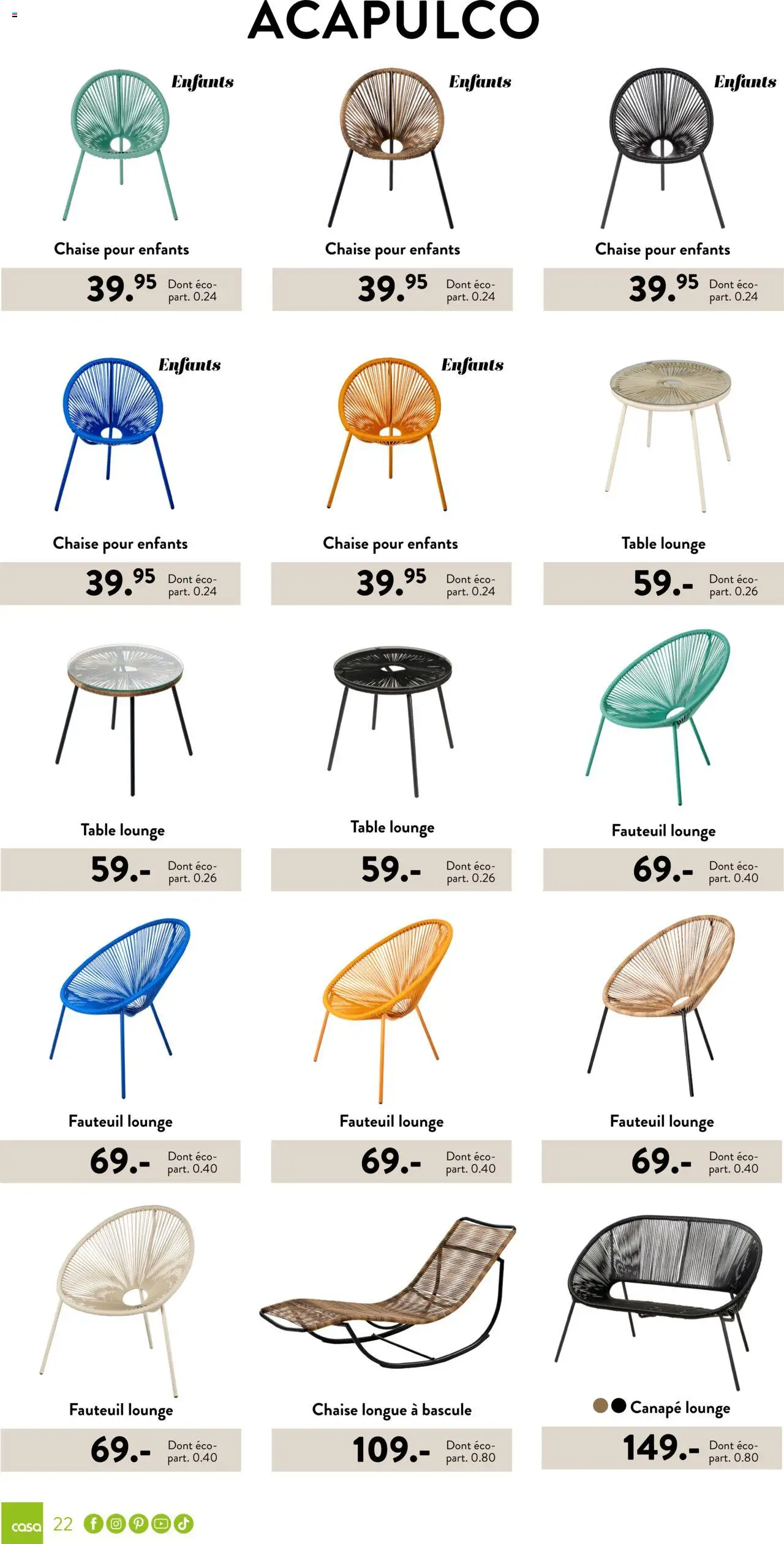  | Page: 22 | Produits: Canapé, Fauteuil, Table, Chaise