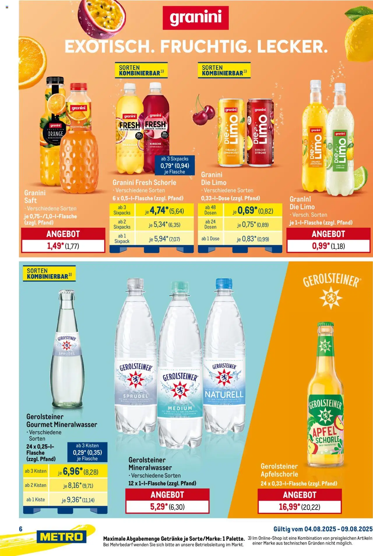 Metro Starke Marken - gültig ab dem 04.08.2025 | Seite: 6 | Produkte: Mineralwasser, Granini, Saft, Gerolsteiner