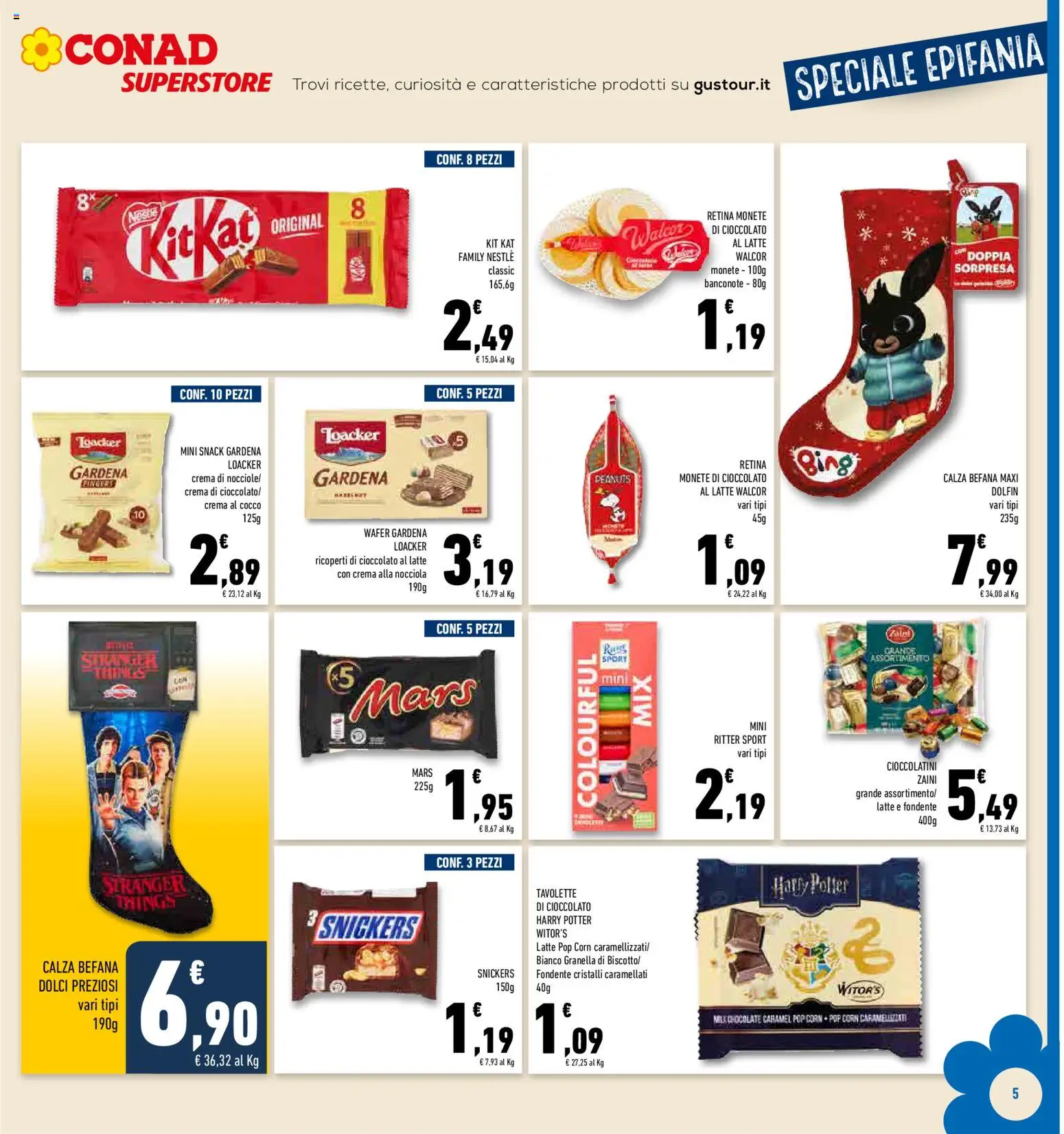 Volantino Conad del 27.12.2025 | Pagina: 5 | Prodotti: Cioccolato, Latte, Pop corn, Cioccolatini