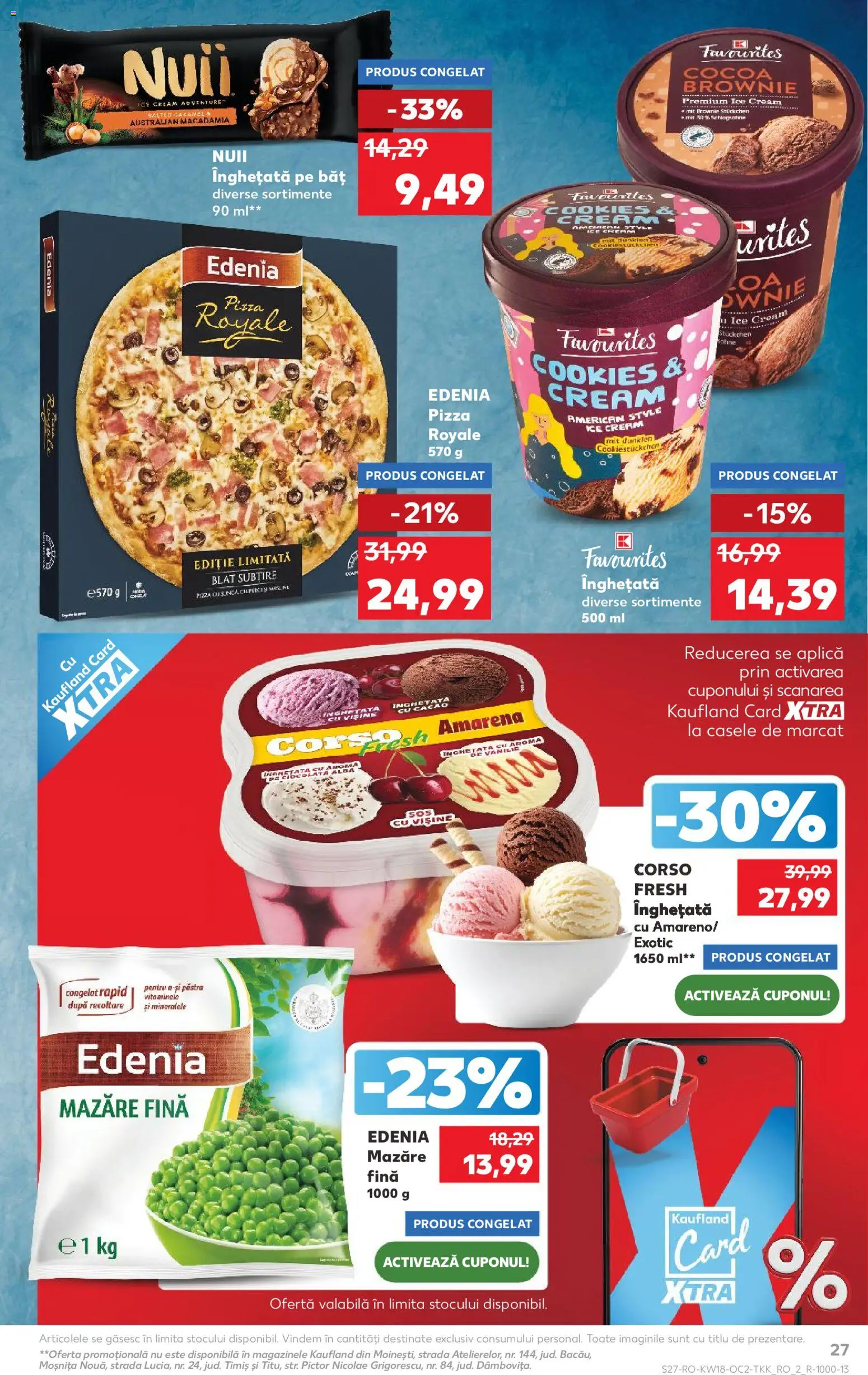 Kaufland RO akciós ujság - amely érvényes a következő dátumtól: 29.04.2026 | Oldal: 27 | Termékek: Pizza, Brownie