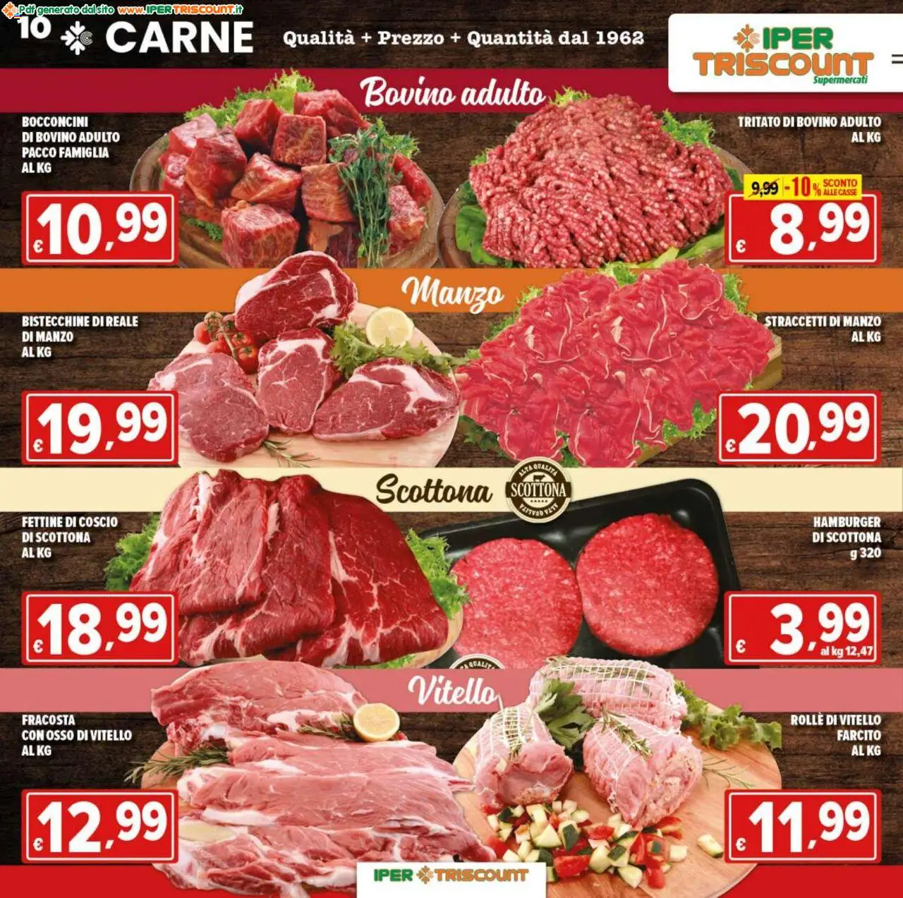 Volantino Ipertriscount del 05.09.2025 | Pagina: 10 | Prodotti: Bovino, Manzo, Vitello, Hamburger