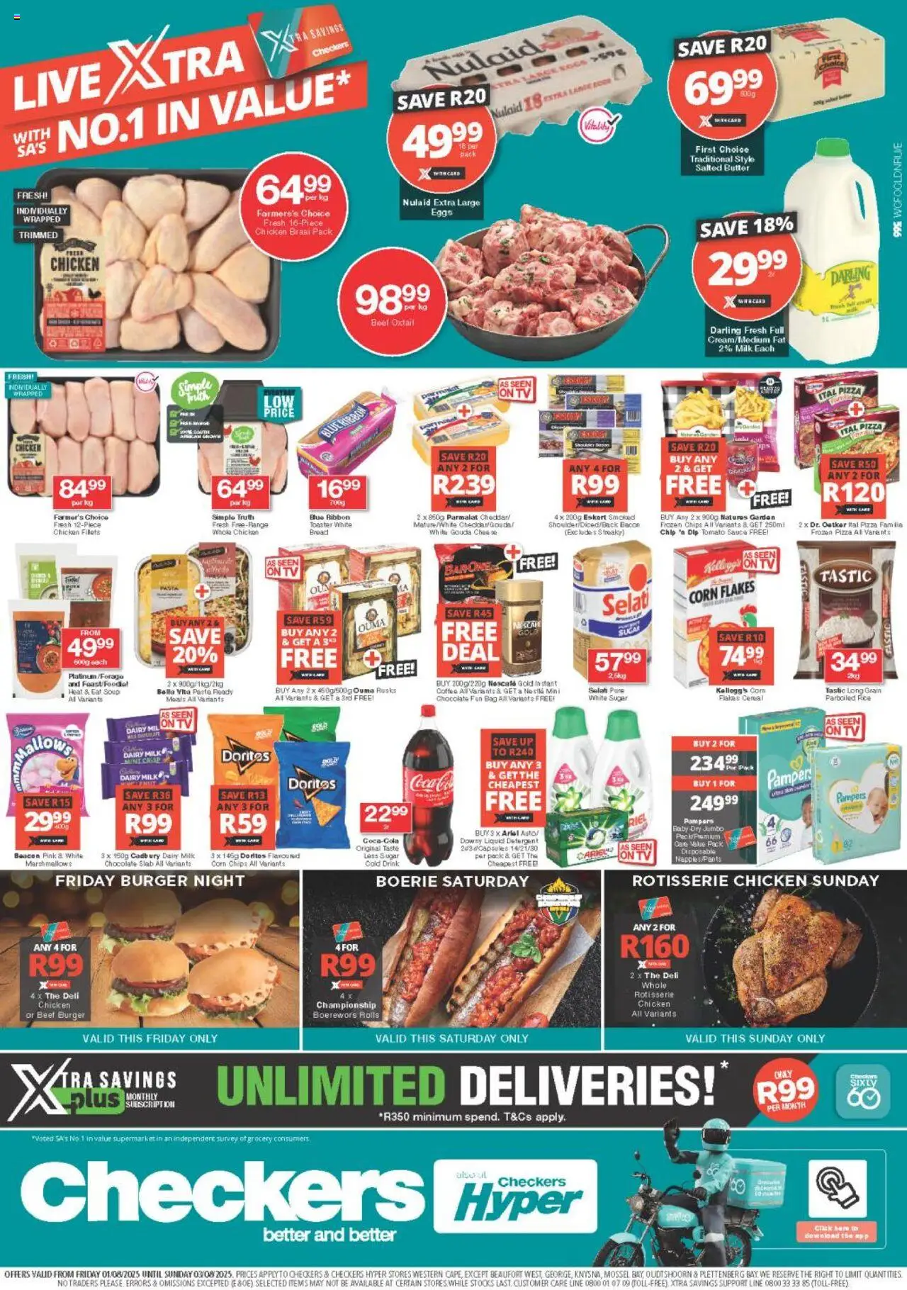 Checkers Western Cape - Xtra Savings │ valid from 01.08.2025 | Page: 1 | Products: Toaster, TV, Tomato sauce, Soup