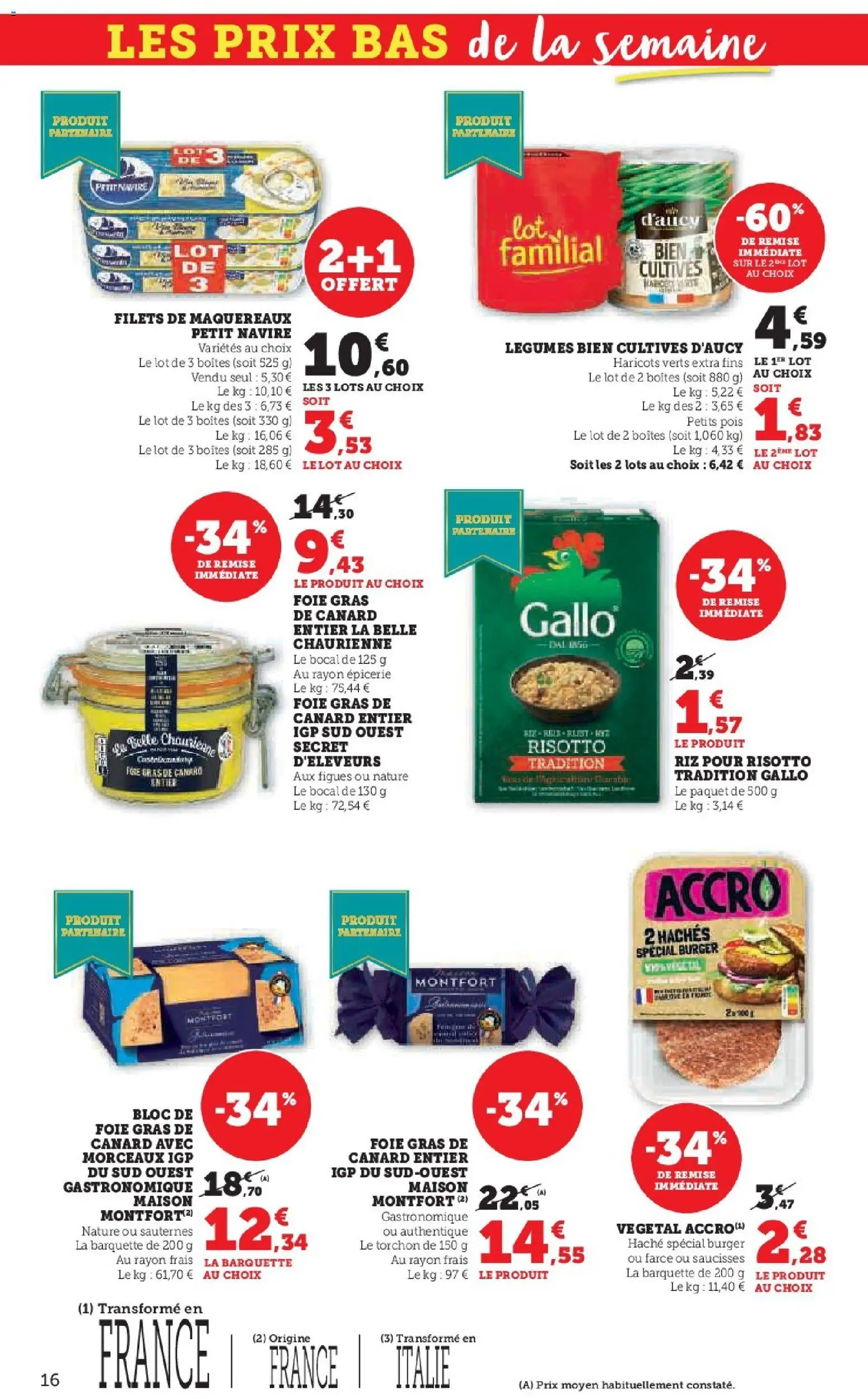 {H1} | Page: 16 | Produits: Torchon, Haricots verts, Bloc de foie gras, Riz