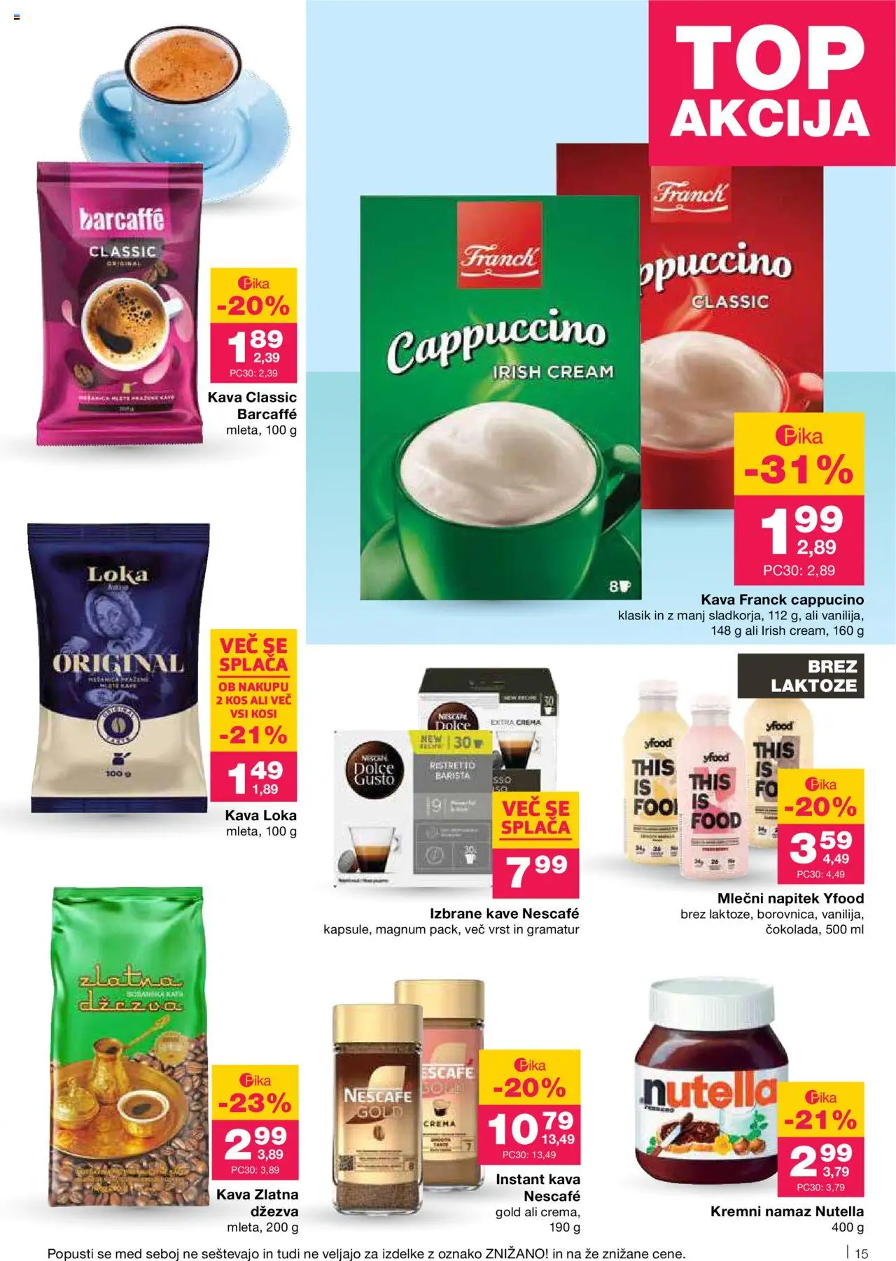 Mercator katalog │ velja od 26.06.2025 | Stran: 15 | Izdelki: Instant kava, Namaz, Kos, Kava