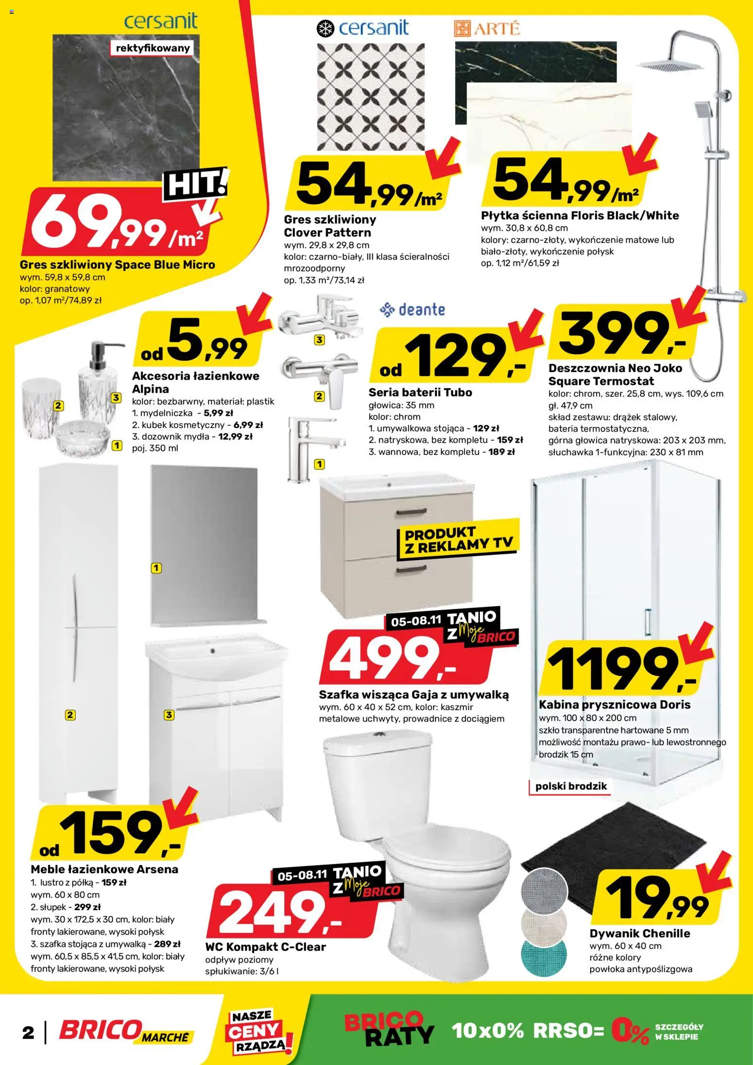 Brico Marché Gazetka od 05.11.2025 | Strona: 2 | Produkty: Półka, Umywalka, Bateria, Lustro