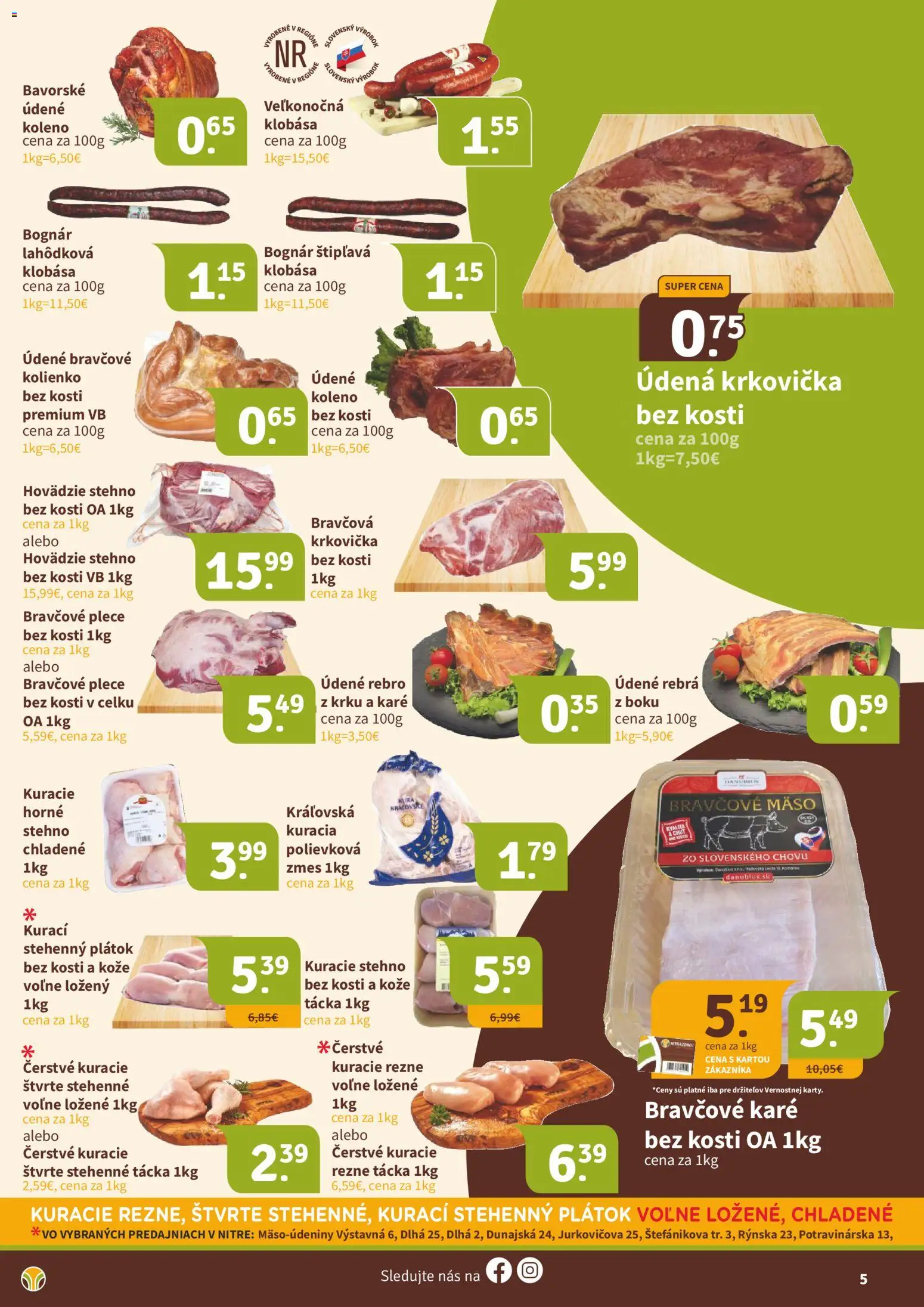 Nové Nitrazdroj akcie – leták je platný od 15.12.2025 | Strana: 5 | Produkty: Bravčové plece, Krkovička, Bravčové mäso, Bravčové karé