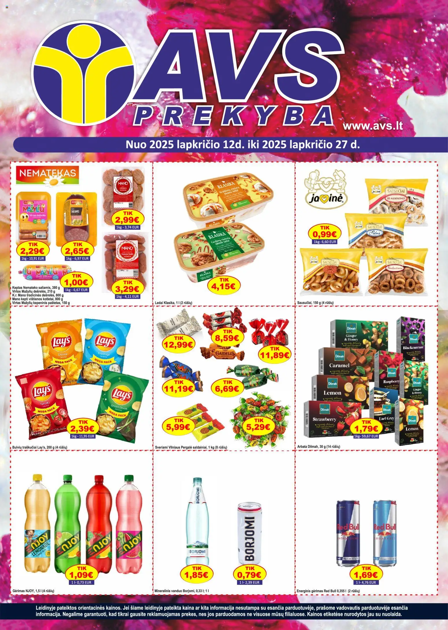 AVS akcijos nuo 12.11.2025 | Puslapis: 1 | Prekių: Energinis gėrimas, Saliamis, Arbata, Traškučiai