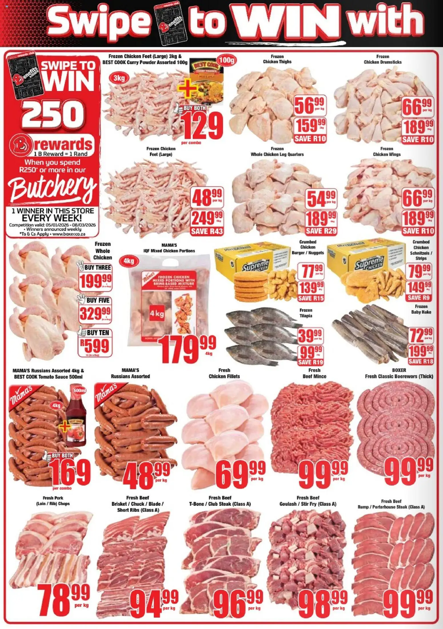 New Boxer catalogue – valid from 23.02.2026 | Page: 2 | Products: Steak, Boerewors, Powder, Sauce