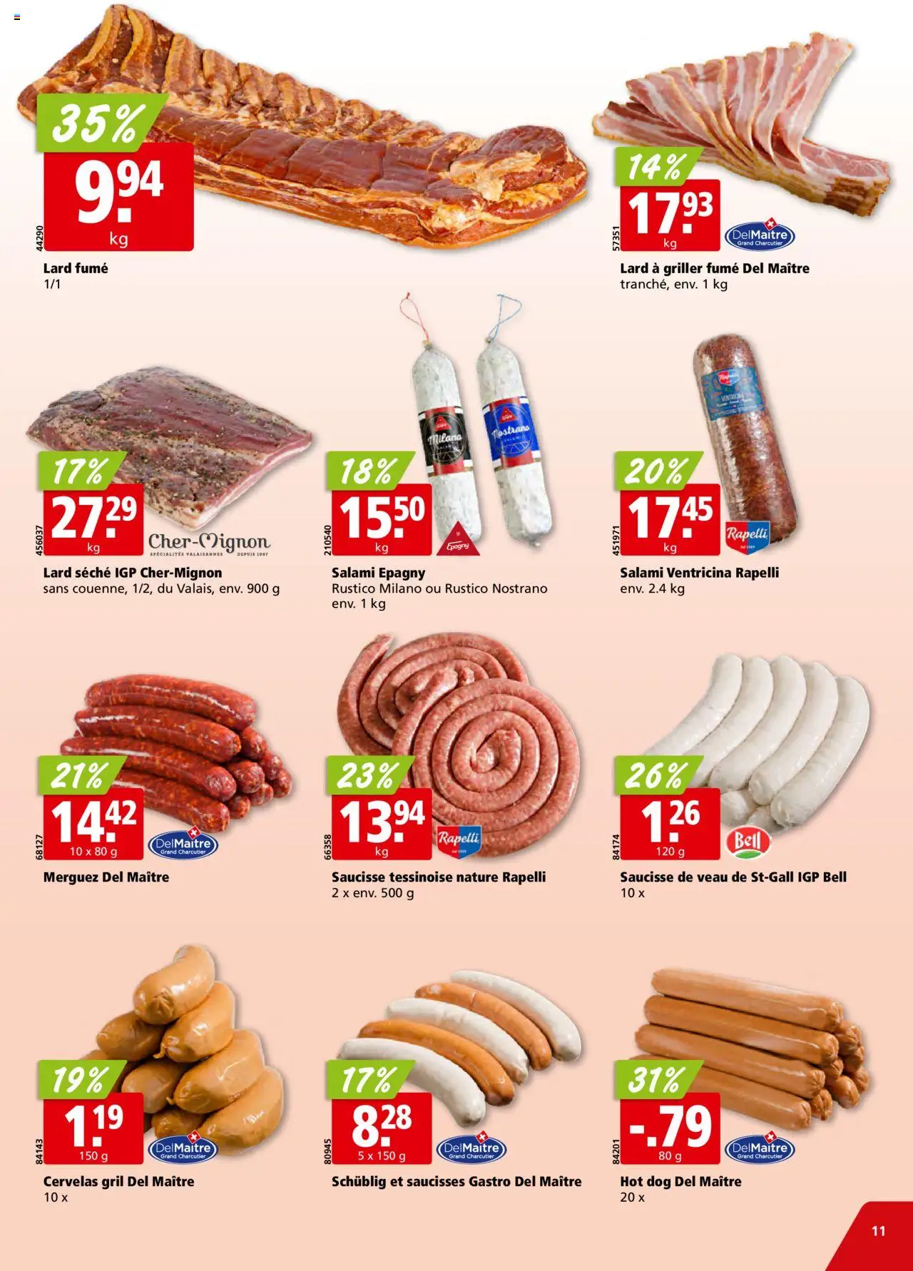 Aligro Aktionen Chavannes, Matran, Genève, Sion – gültig ab 13.10.2025 | Seite: 11 | Produkte: Salami, Griller