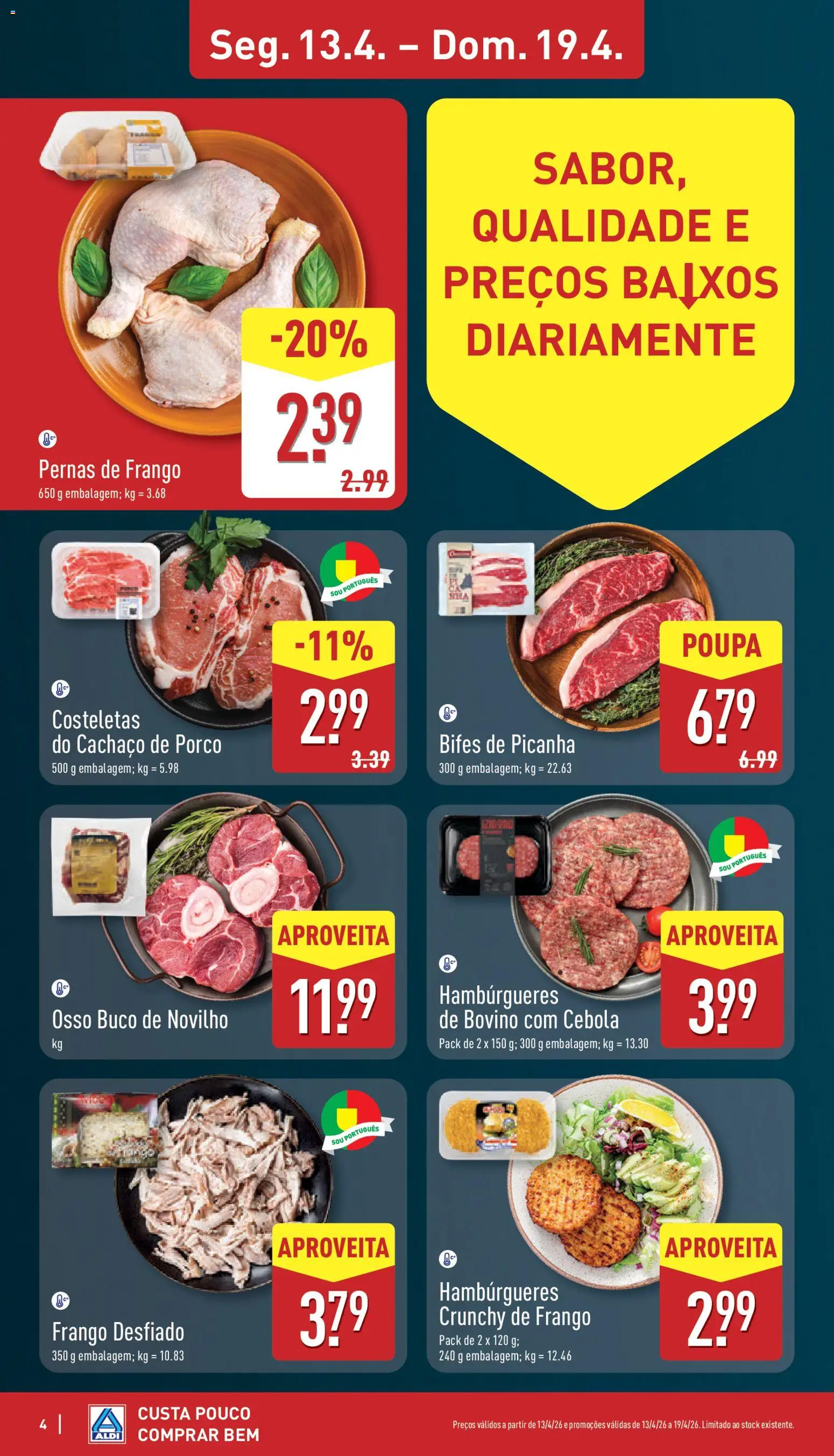 Aldi folheto │ válido de 13.04.2026 | Página: 4 | Produtos: Frango, Cebola