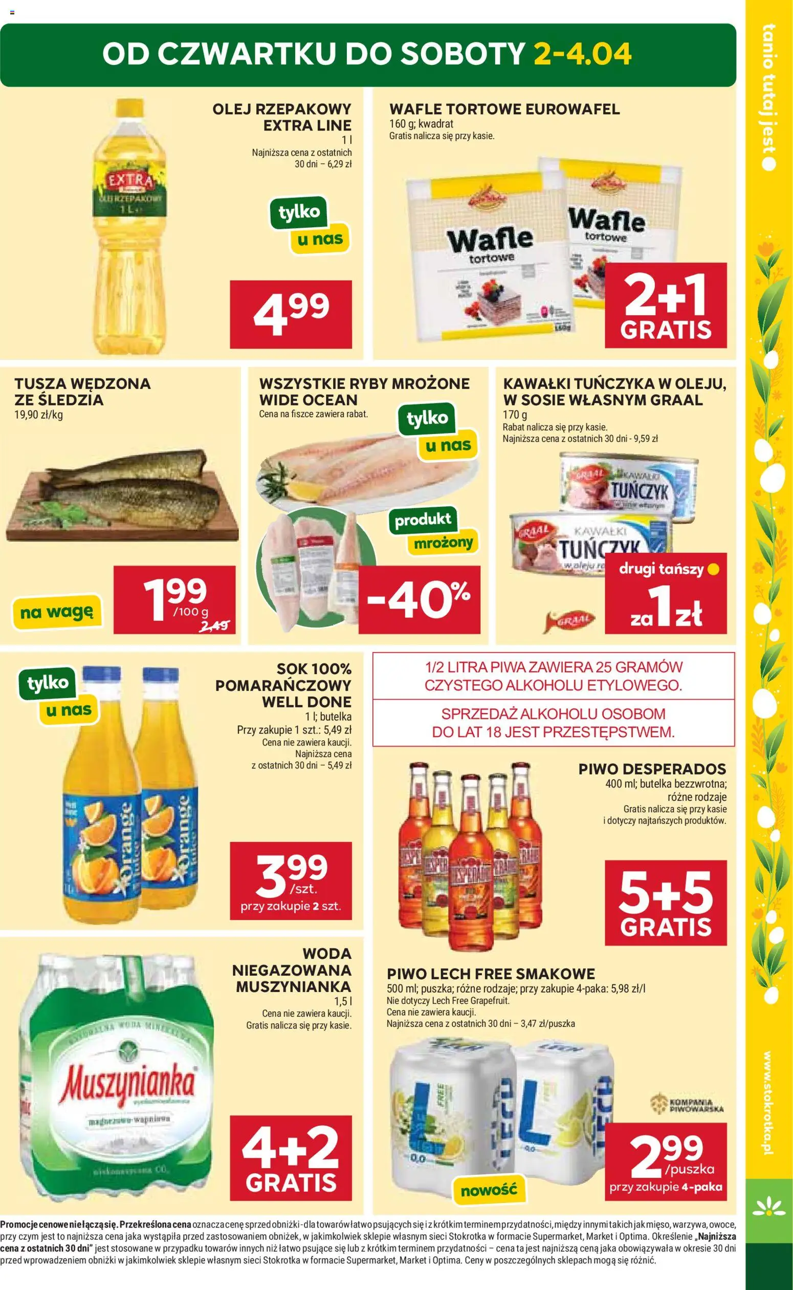 Stokrotka gazetka od 02.04.2026 | Strona: 3 | Produkty: Wafle, Muszynianka, Wafle tortowe, Ryby