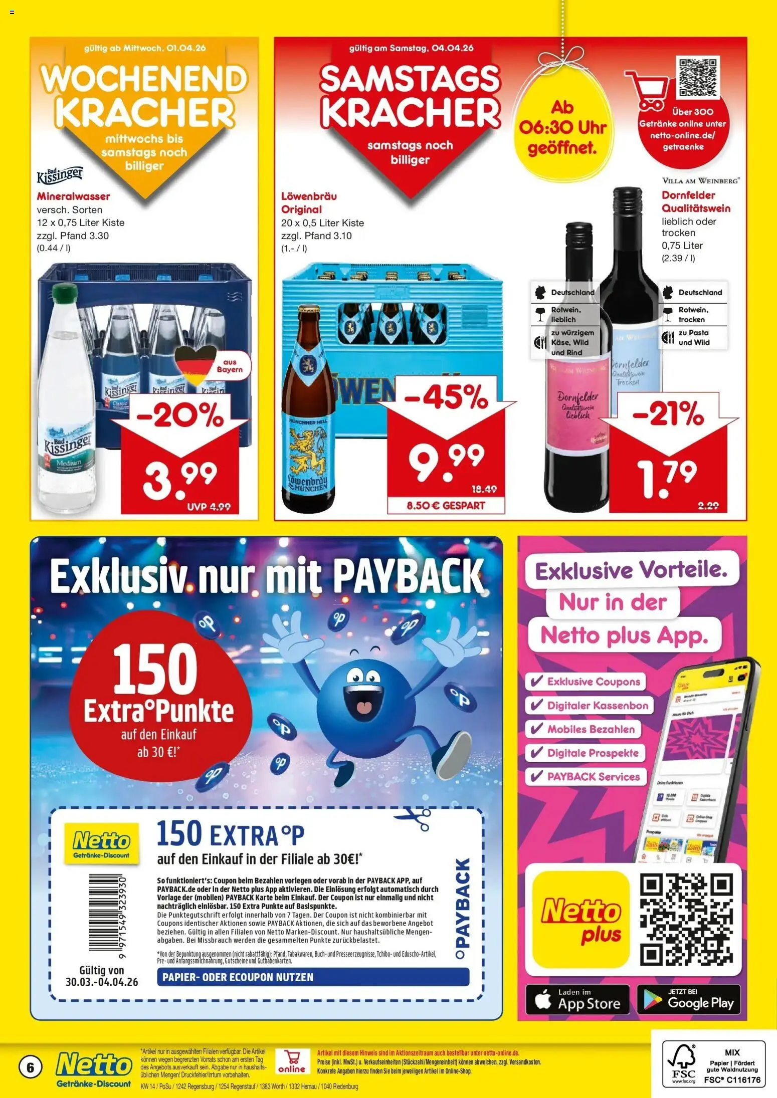 Netto Marken-Discount Prospekt Hemau	 – gültig ab 30.03.2026 | Seite: 6 | Produkte: Mineralwasser, Pasta, Uhr
