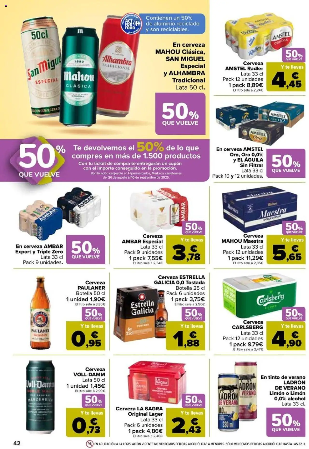 Carrefour folleto │ válido desde el 08.08.2025 | Página: 42 | Productos: Cerveza, Chal, Té